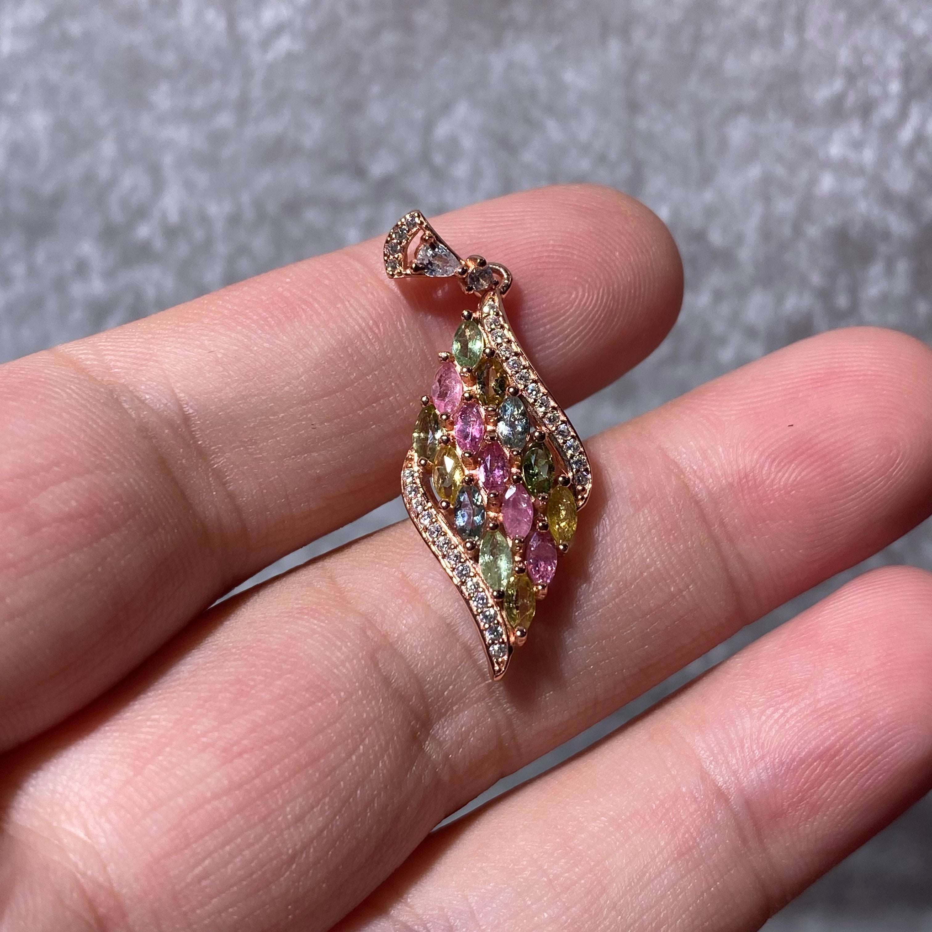 Rainbow Tourmaline Wing Pendant