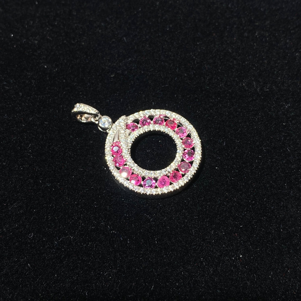 Pink Tourmaline Circle Pendant