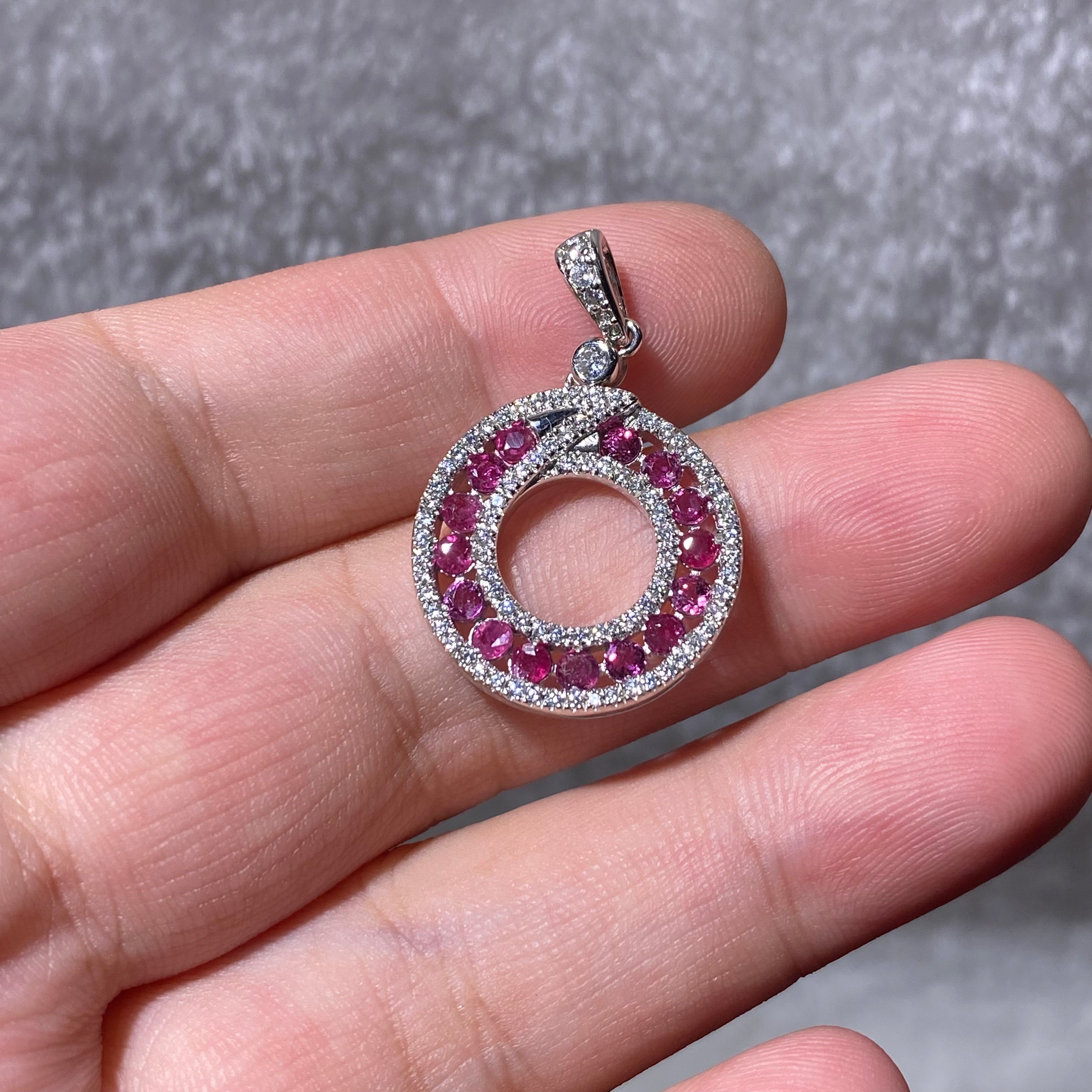 Pink Tourmaline Circle Pendant