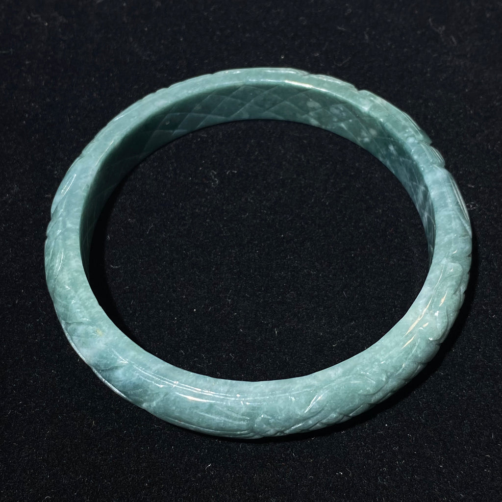 Carved Blue Jade Bangle