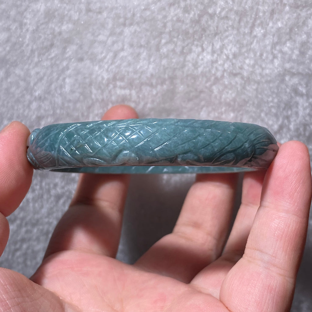 Carved Blue Jade Bangle