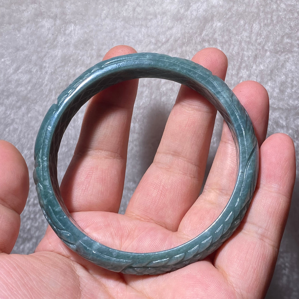 Carved Blue Jade Bangle