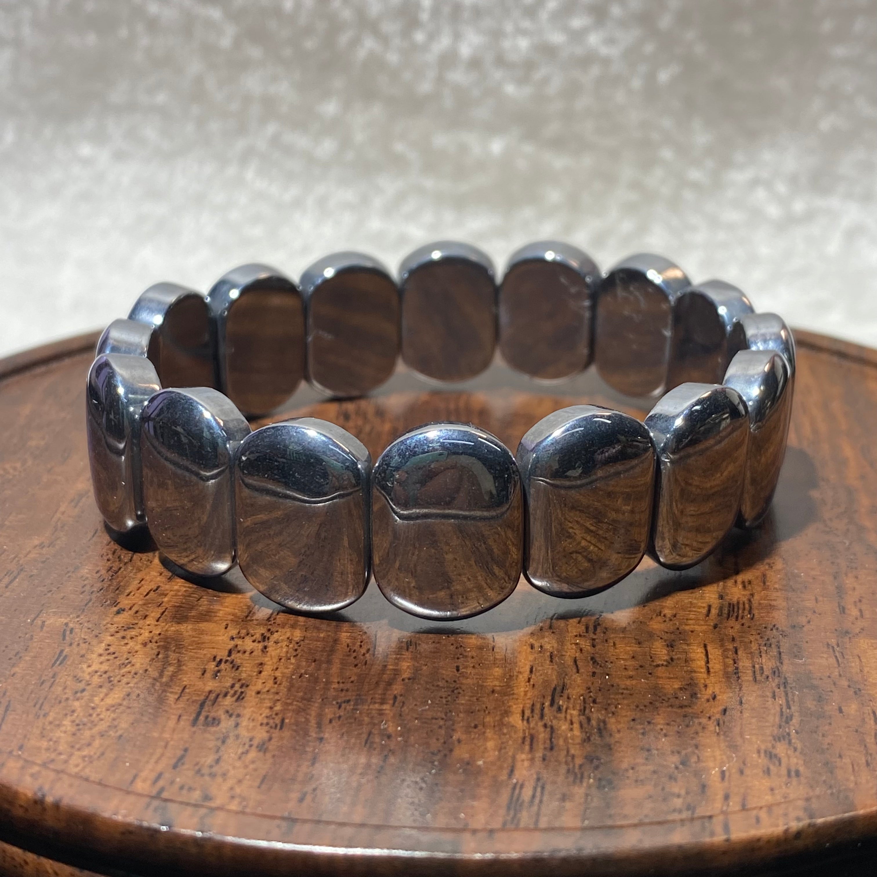 Natural Terahertz Rectangular Flat Bead Stretch Bracelet, Fits 16cm Wrist | Grounding Energy Stone, Relieve Fatigue & Improve Circulation, Minimalist Unisex Wellness Wrist Jewelry Gift