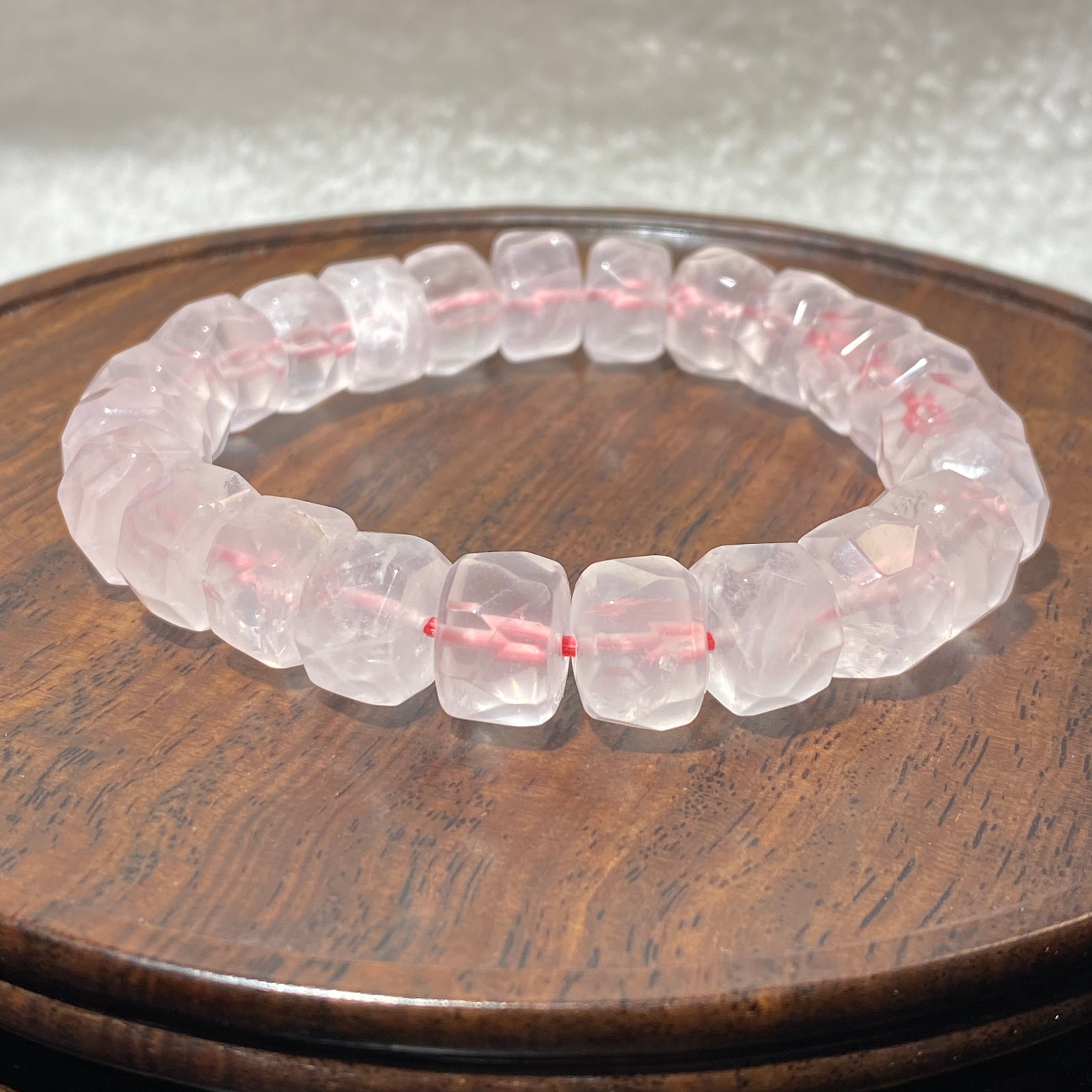 Natural Matte Frosted Raw Rose Quartz Irregular Barrel Bead Stretch Bracelet, Fits 16cm Wrist