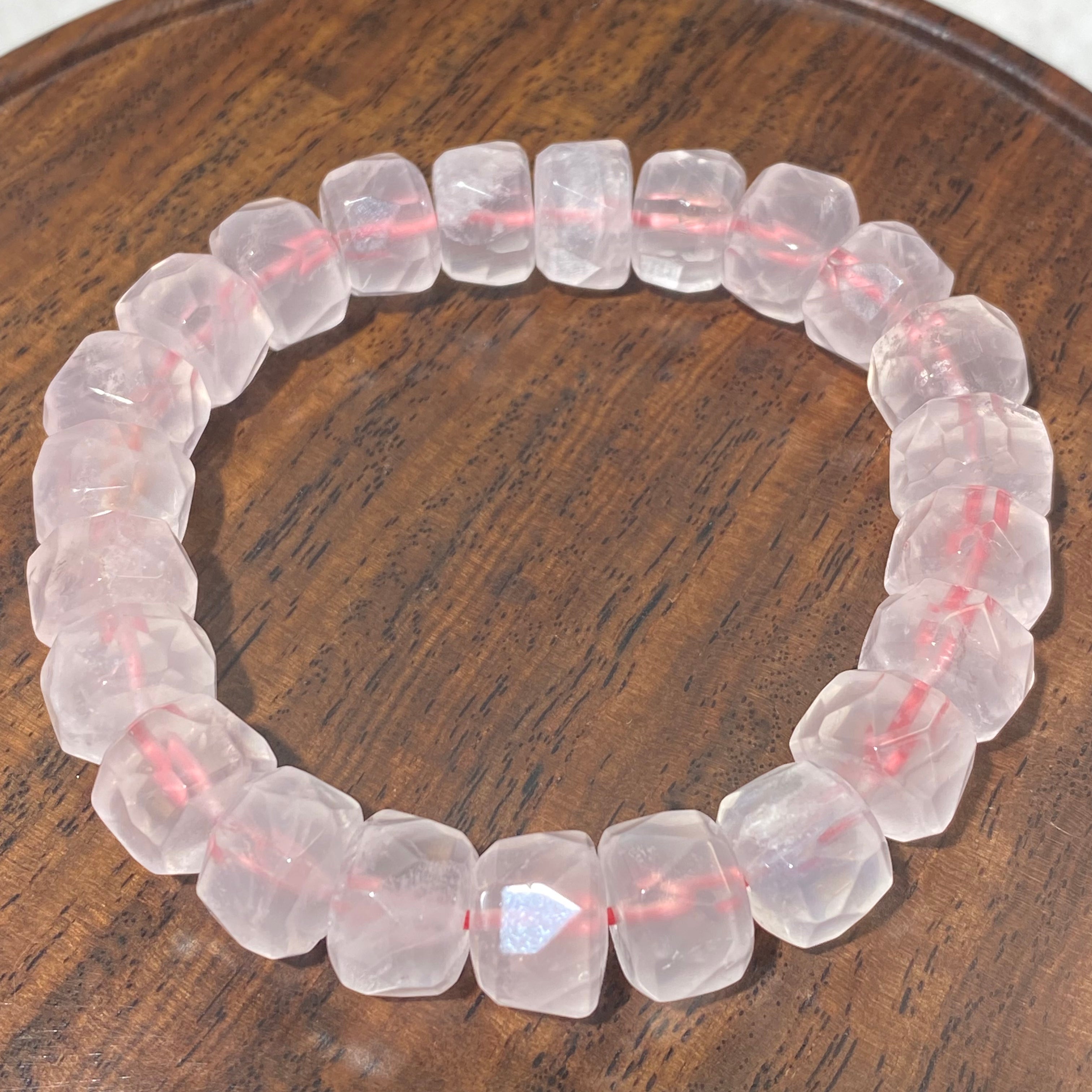 Natural Matte Frosted Raw Rose Quartz Irregular Barrel Bead Stretch Bracelet, Fits 16cm Wrist