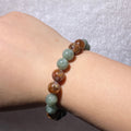 Natural Red & Green Mixed Rabbit Hair Quartz Stretch Bracelet, Fits 16cm Wrist | Root Sacral Chakra Wealth Vitality Crystal, Boost Career Luck & Physical Energy, Unisex Earth Tone Prosperity Wrist Jewelry Gift