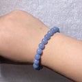 Natural Soft Sky Blue Angelite Bracelet 8.4mm | Throat Third Eye Crown Chakra Calming Crystal, Boost Intuition & Smooth Communication, Stretch One Size Healing Wrist Jewelry Gift for Anxious Women