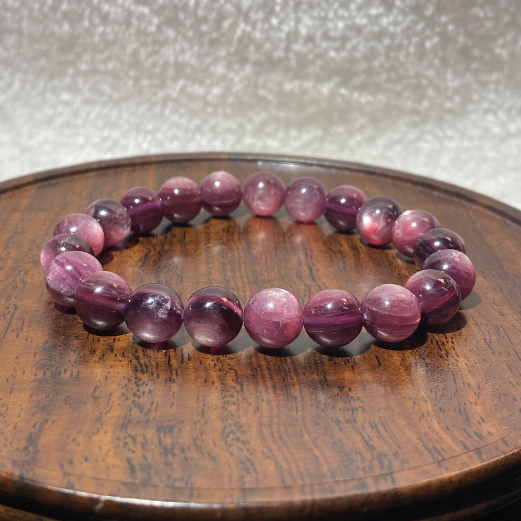 Purple Mica Lepidolite Round Bead Bracelet 9.3mm