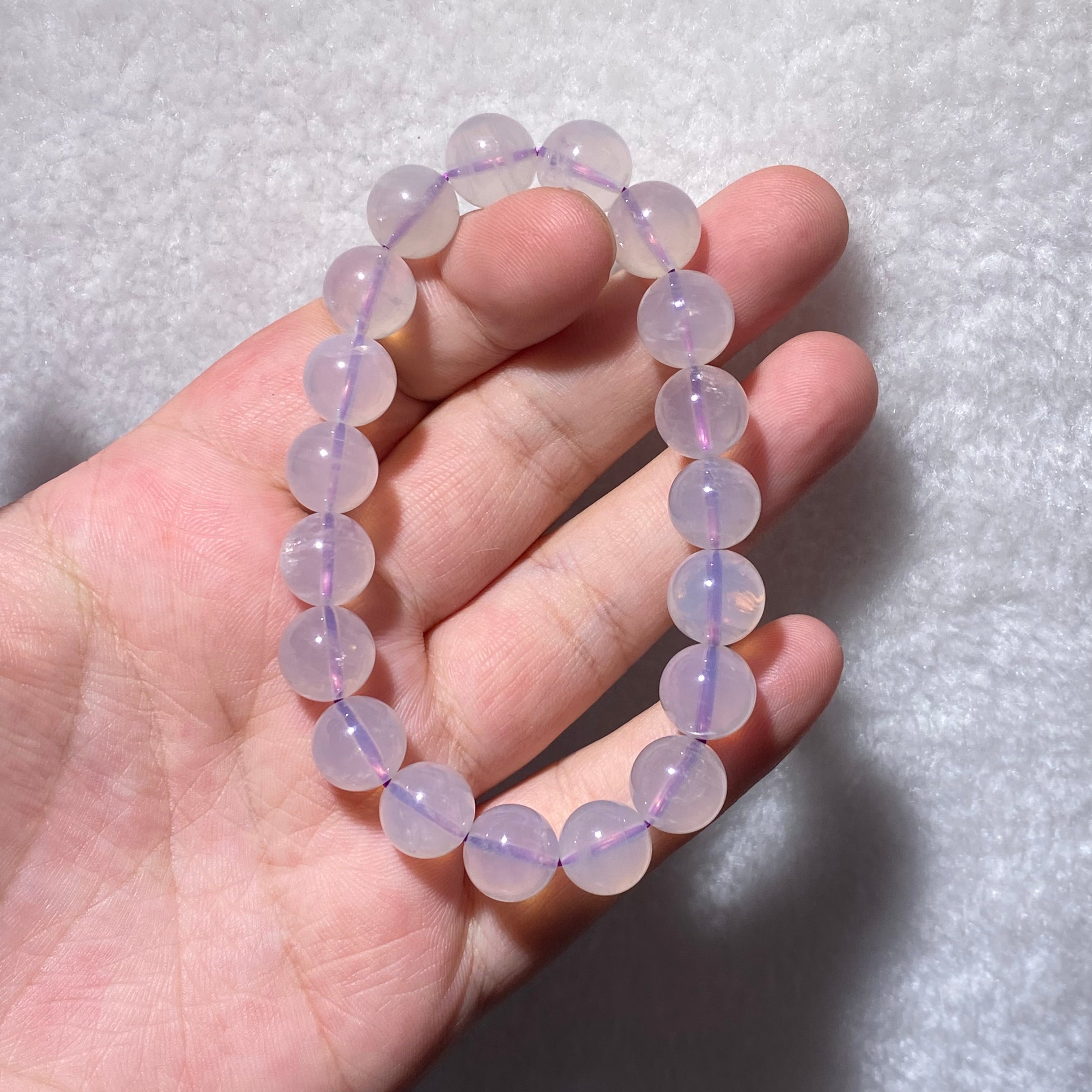 Natural Lavender Purple Jade Quartz Bracelet 10.5mm