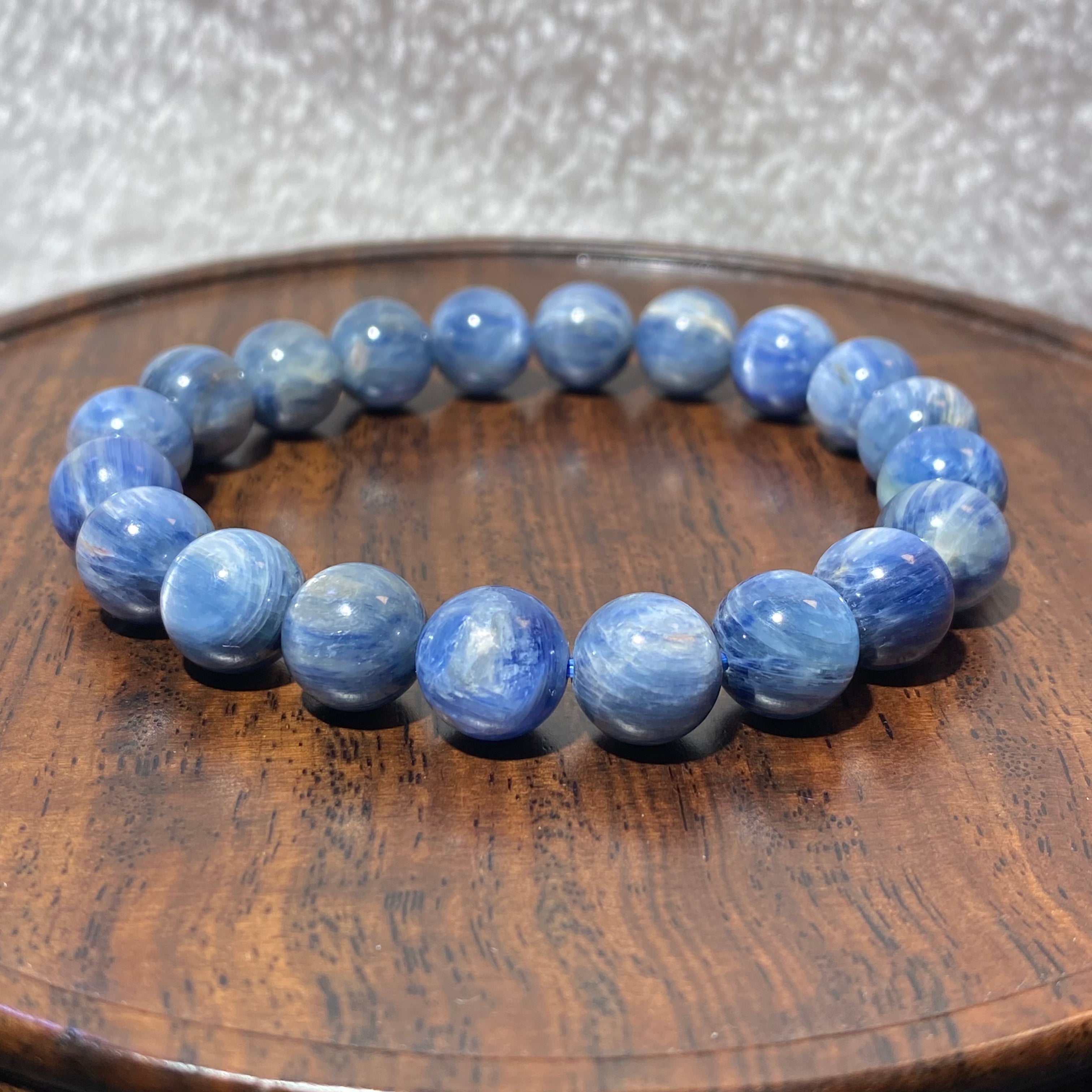 Natural Matte Blue Kyanite Stretch Bracelet, Fits 16cm Wrist | Throat Third Eye Chakra Communication Crystal, Clear Confusion & Calm Speech Anxiety, Unisex Muted Navy Spiritual Wrist Jewelry Gift