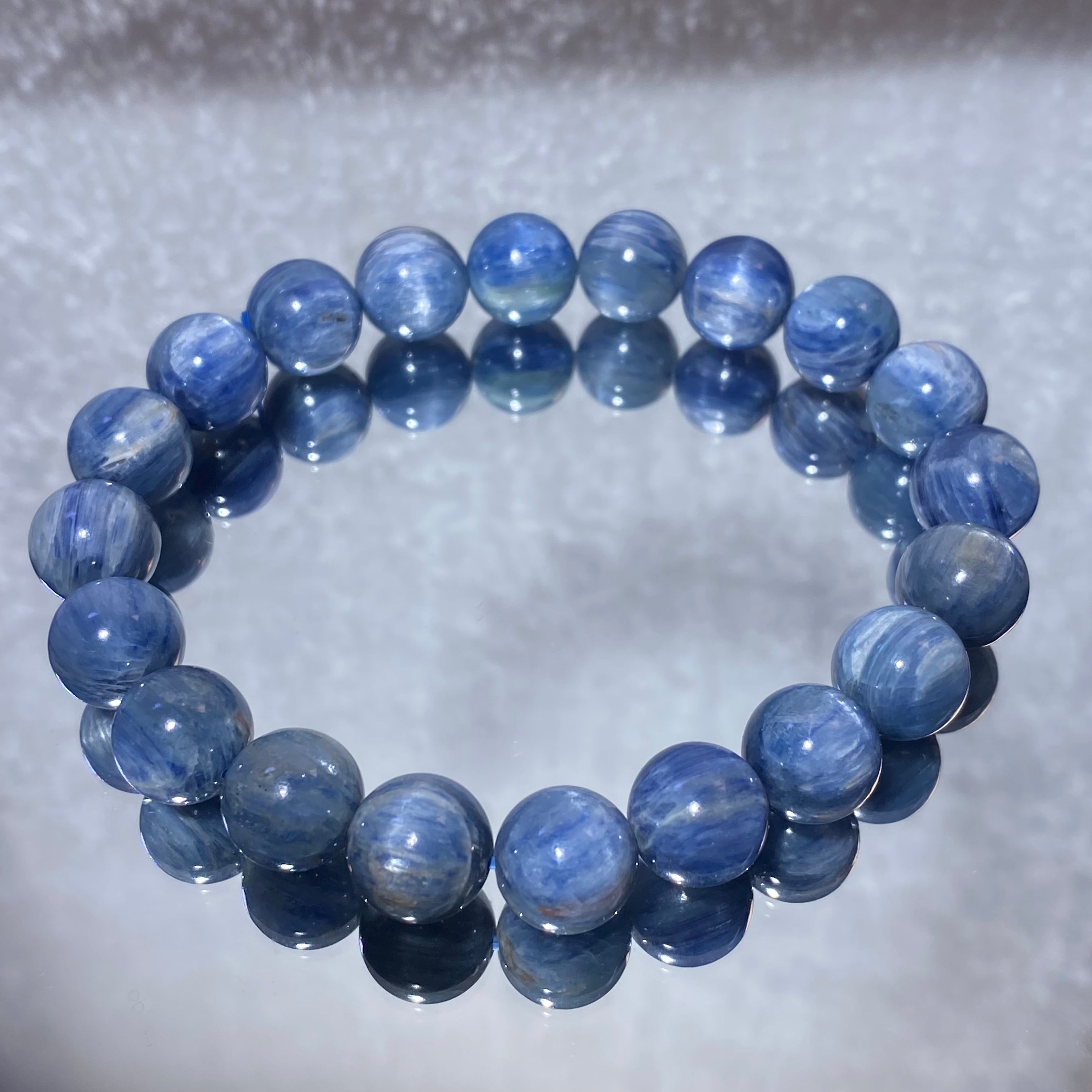 Natural Matte Blue Kyanite Stretch Bracelet, Fits 16cm Wrist | Throat Third Eye Chakra Communication Crystal, Clear Confusion & Calm Speech Anxiety, Unisex Muted Navy Spiritual Wrist Jewelry Gift