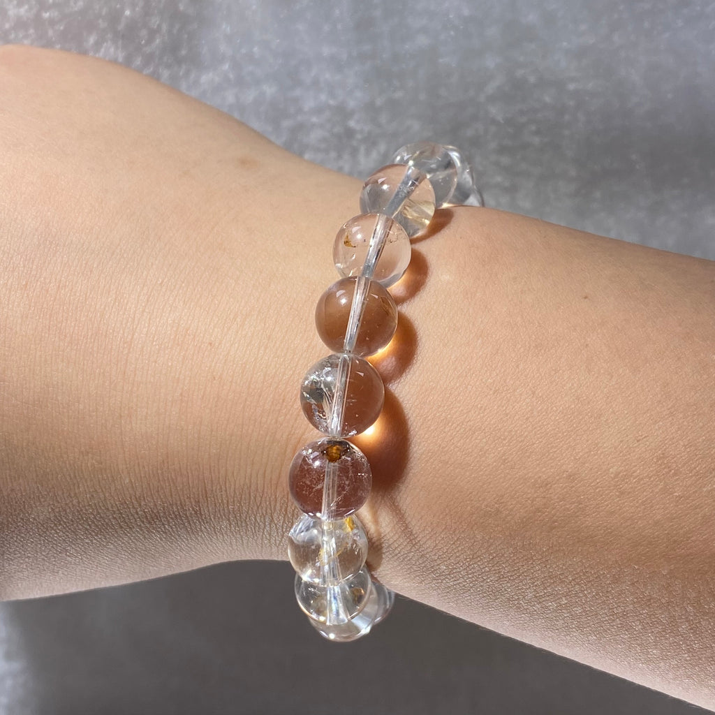 Gold Fish Rutile Clear Quartz Bracelet 10.5mm