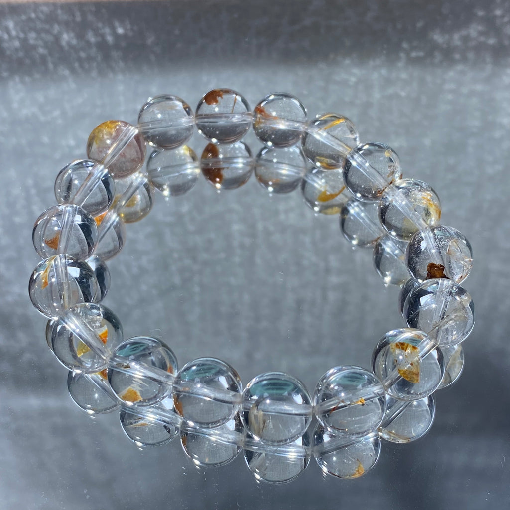 Gold Fish Rutile Clear Quartz Bracelet 10.5mm