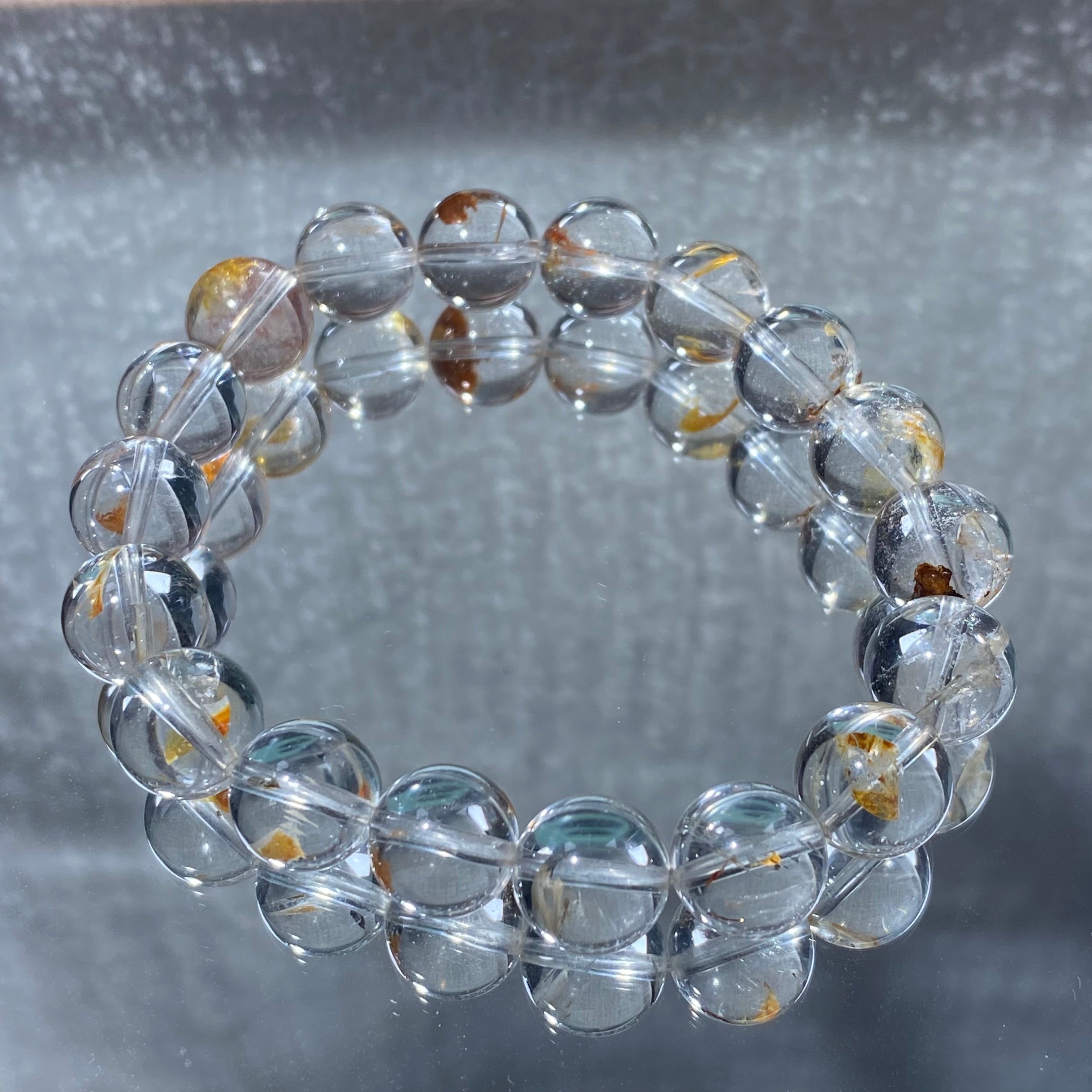 Gold Fish Rutile Clear Quartz Bracelet 10.5mm