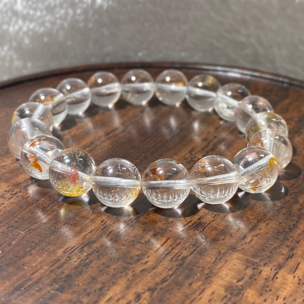 Gold Fish Rutile Clear Quartz Bracelet 10.5mm