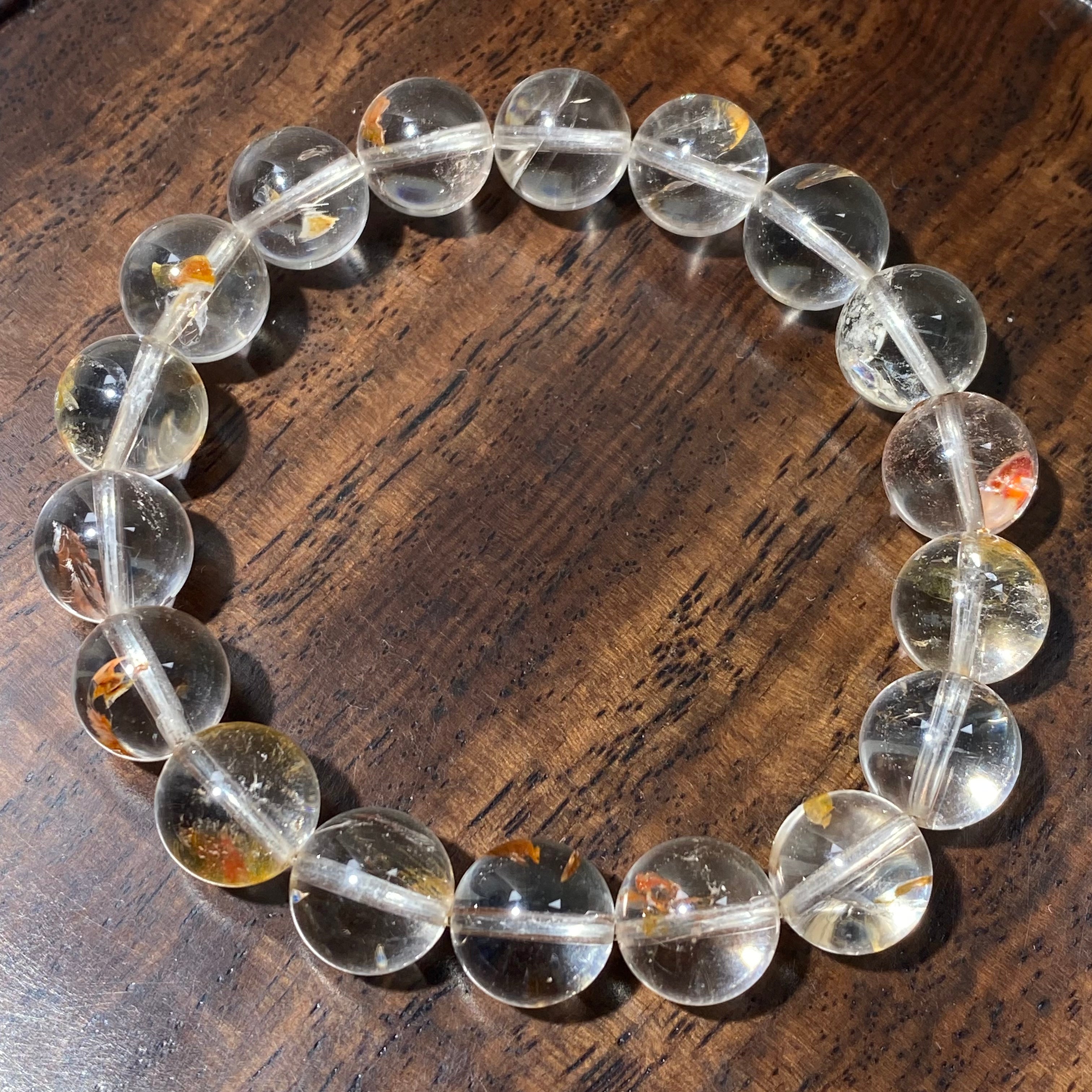 Gold Fish Rutile Clear Quartz Bracelet 10.5mm