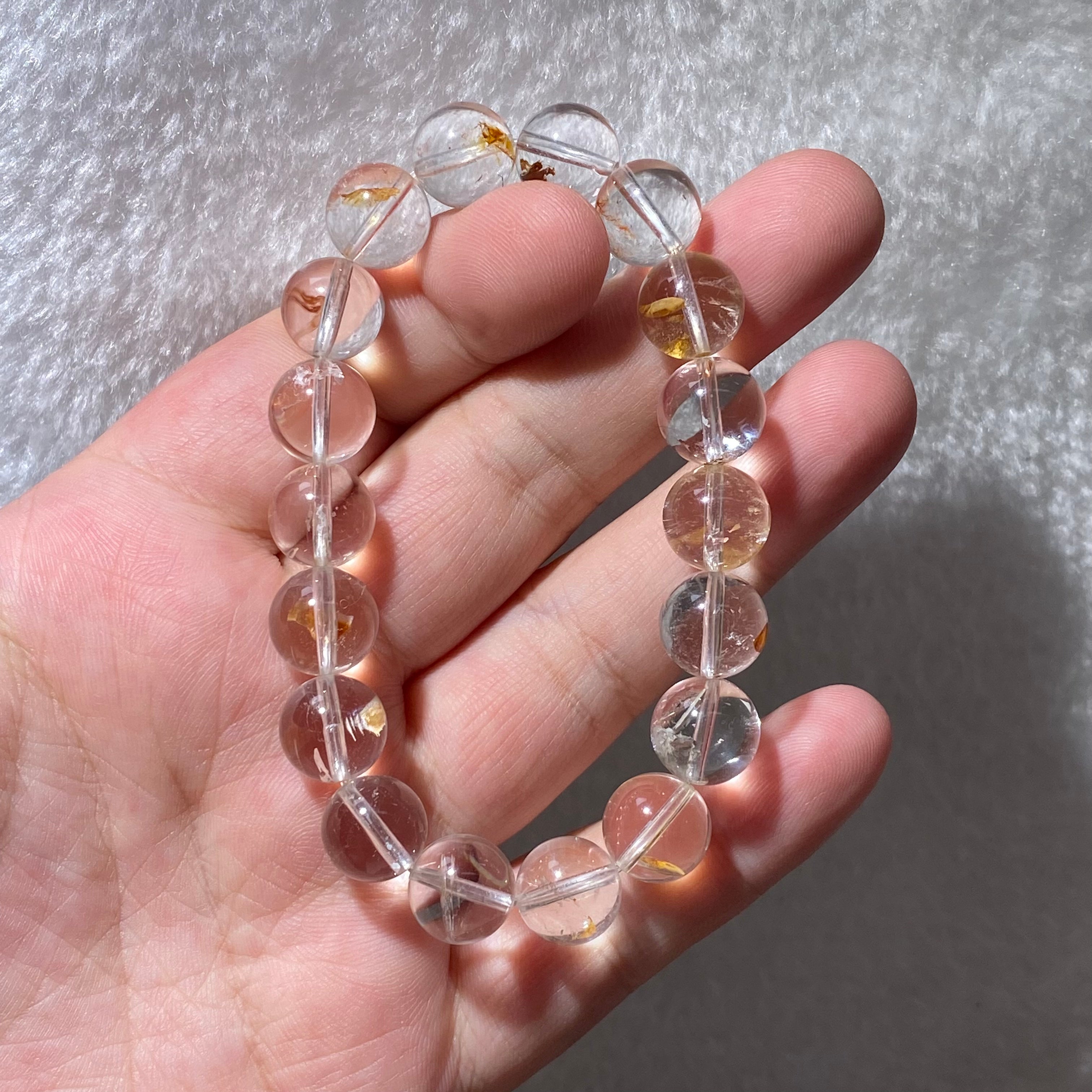 Gold Fish Rutile Clear Quartz Bracelet 10.5mm