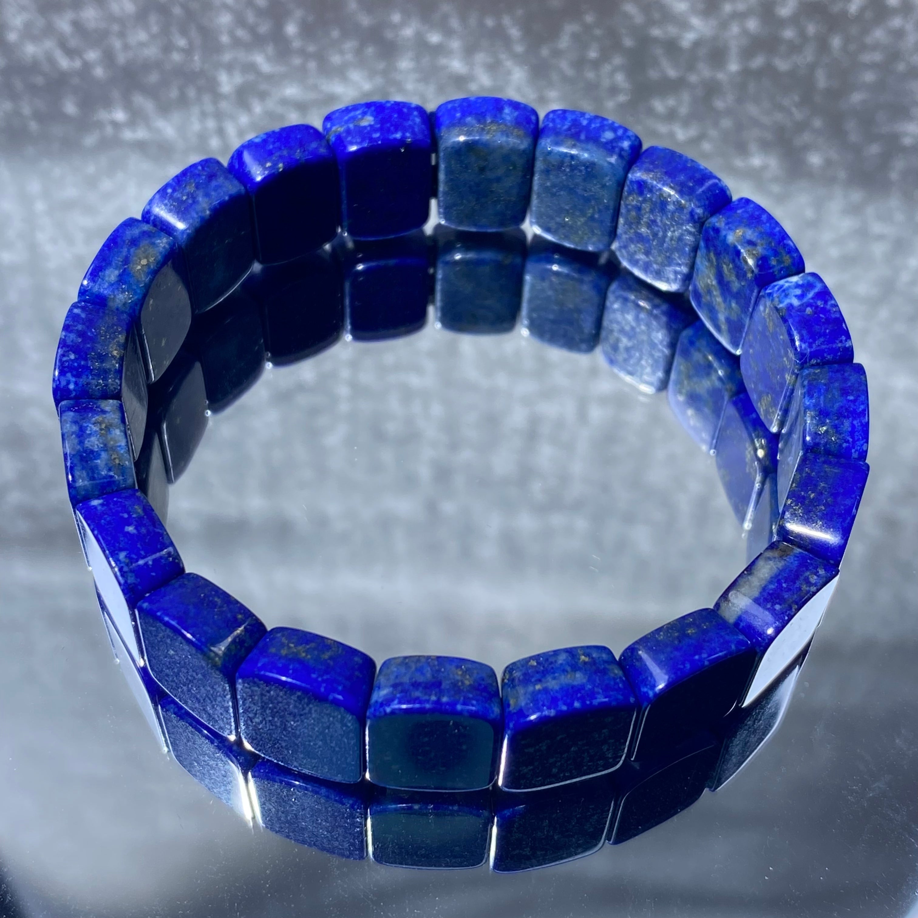 Lapis Lazuli Flat Rectangle Soft Bangle 14mm