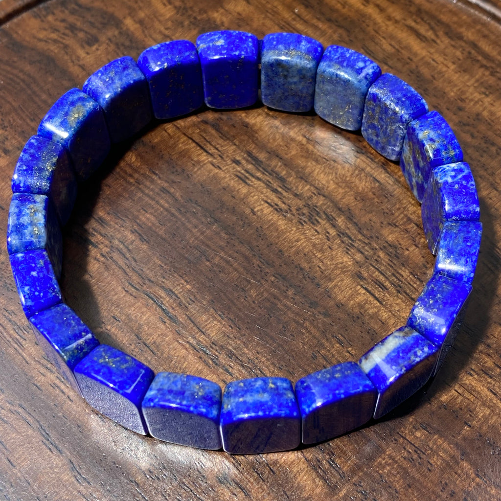 Lapis Lazuli Flat Rectangle Soft Bangle 14mm