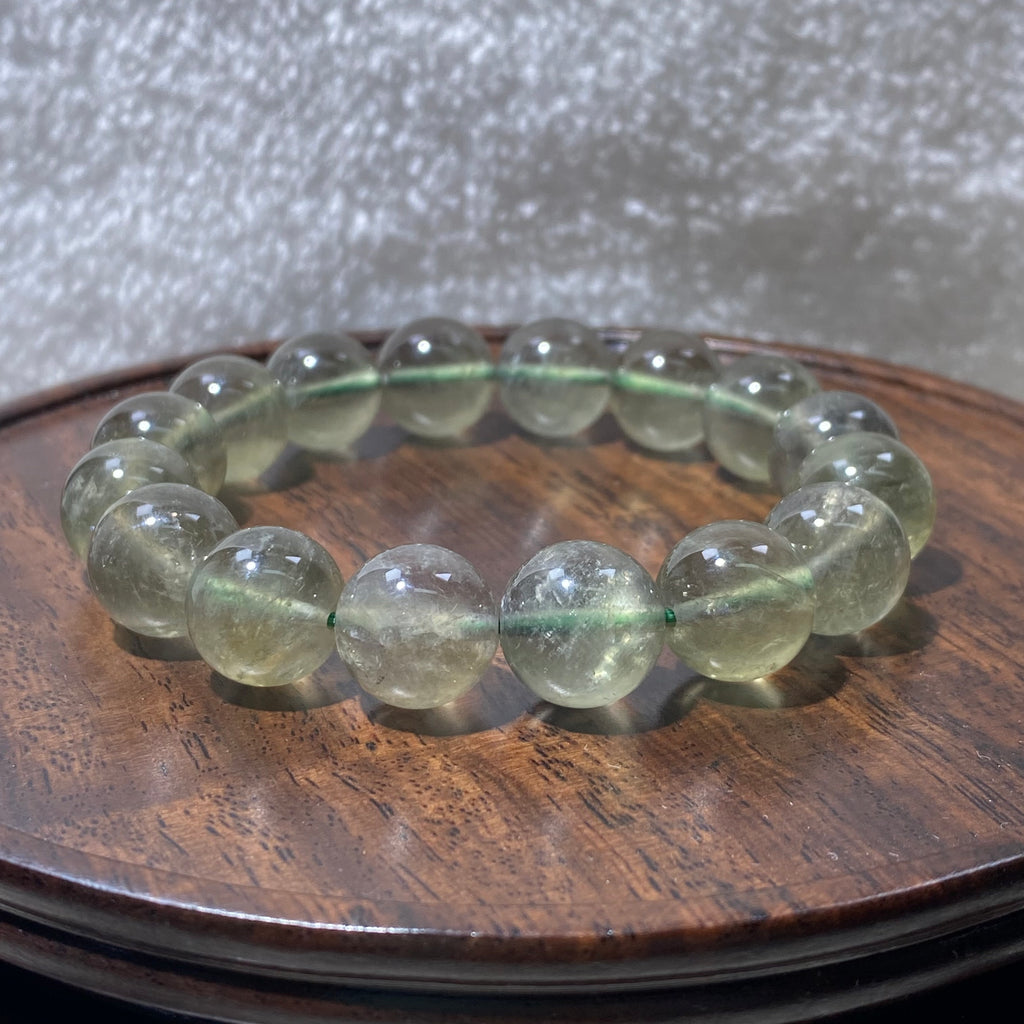 Green Quartz Round Bead Bracelet 13.3mm