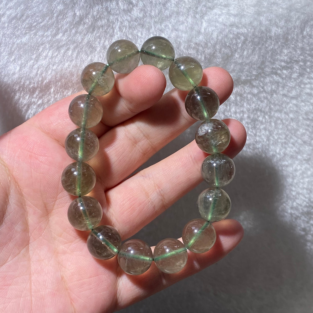 Green Quartz Round Bead Bracelet 13.3mm