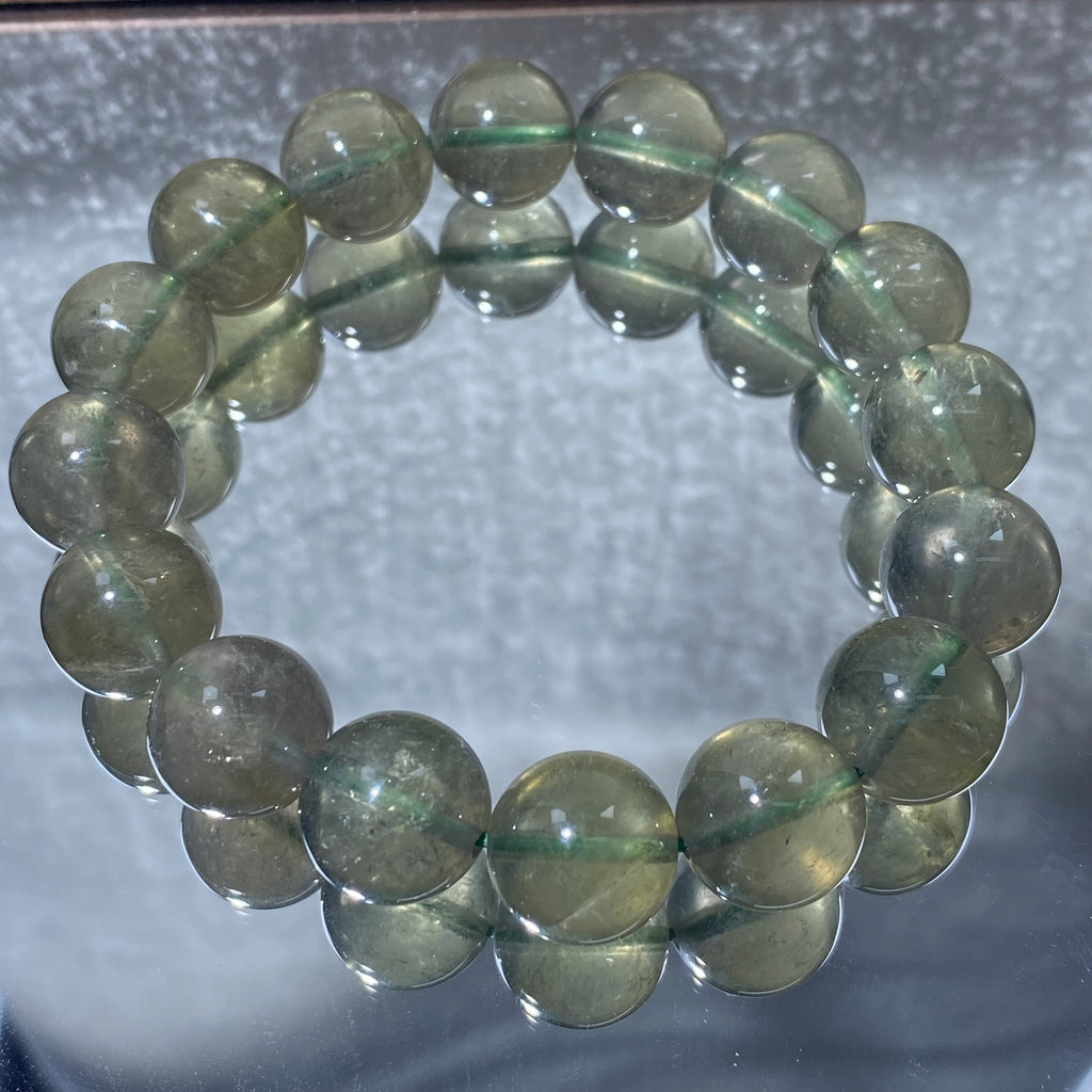 Green Quartz Round Bead Bracelet 13.3mm
