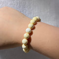 Natural Cream White Shell Matte Round Bead Bracelet 10.3mm
