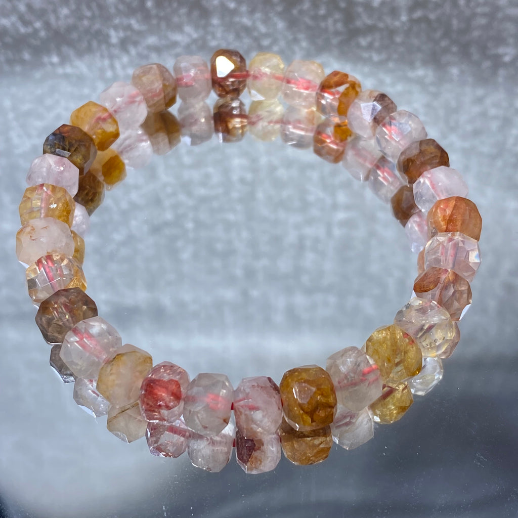 Natural Red Flower Quartz Freeform Bracelet 8mm