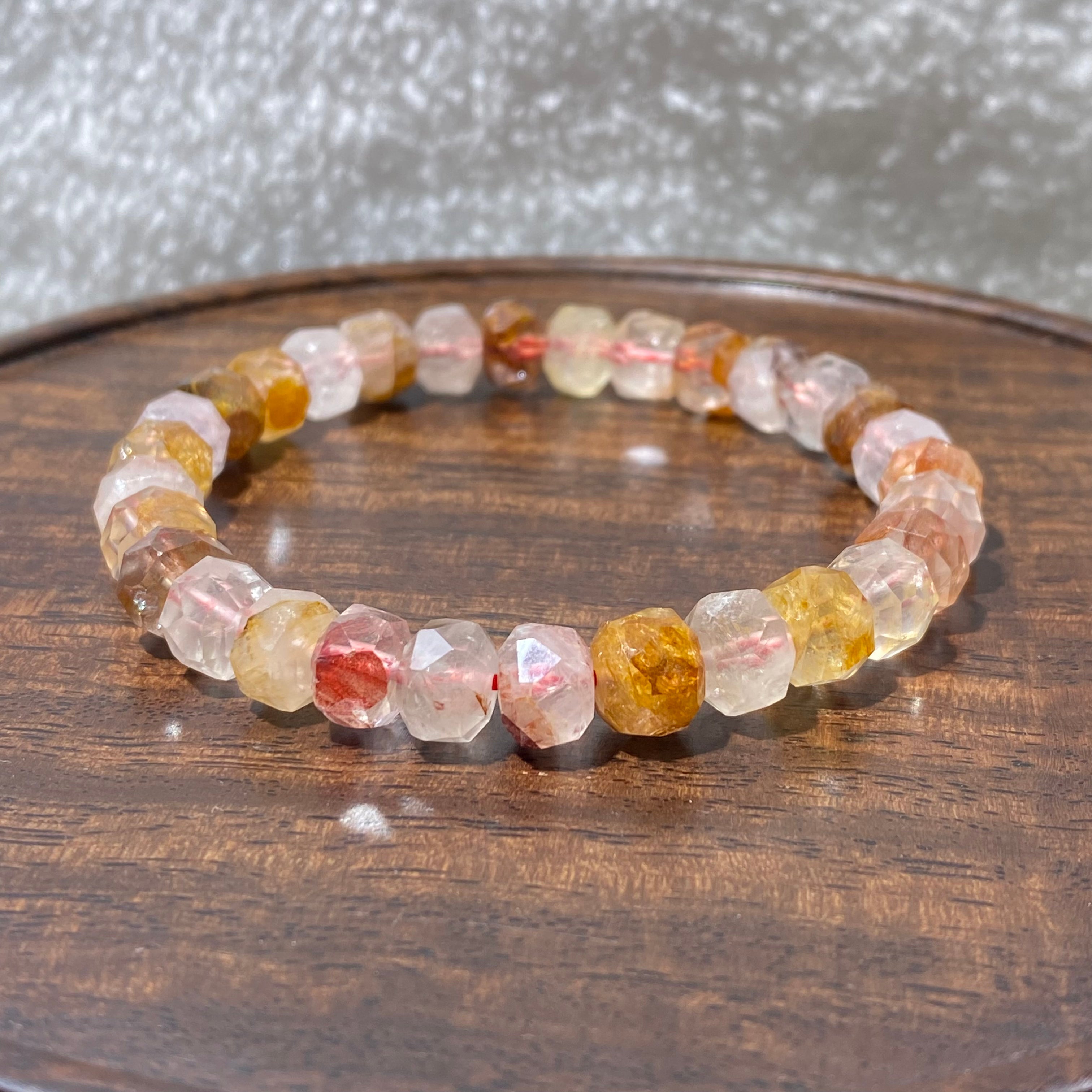 Natural Red Flower Quartz Freeform Bracelet 8mm