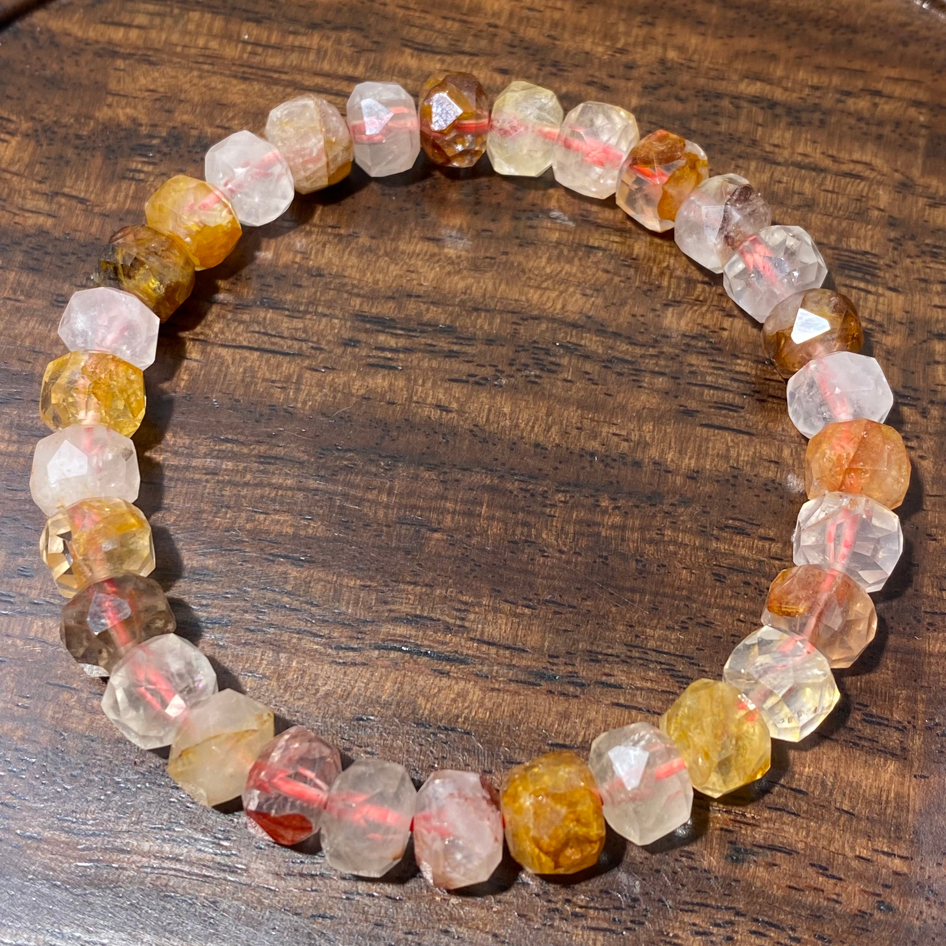 Natural Red Flower Quartz Freeform Bracelet 8mm