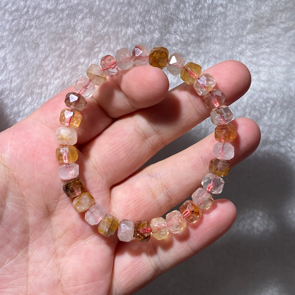 Natural Red Flower Quartz Freeform Bracelet 8mm