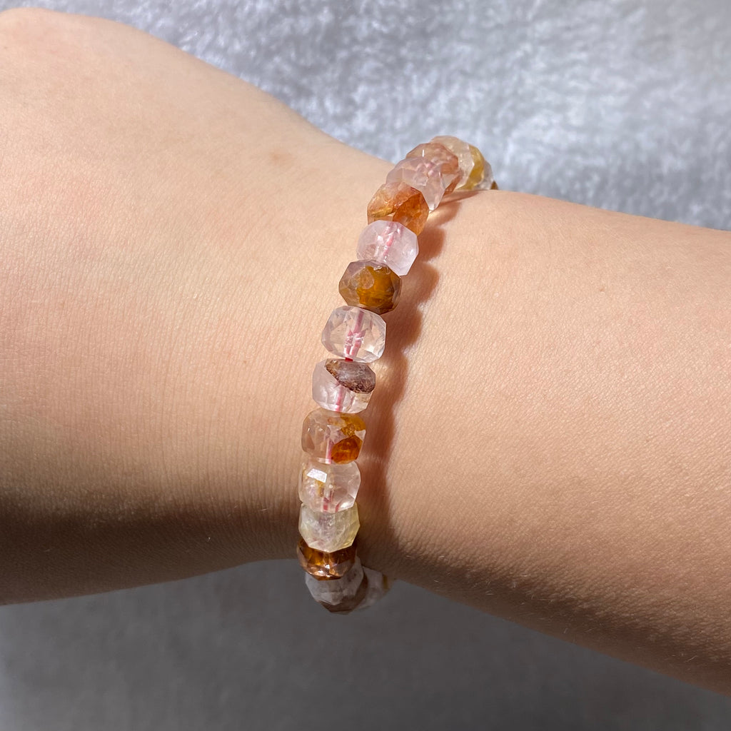 Natural Red Flower Quartz Freeform Bracelet 8mm