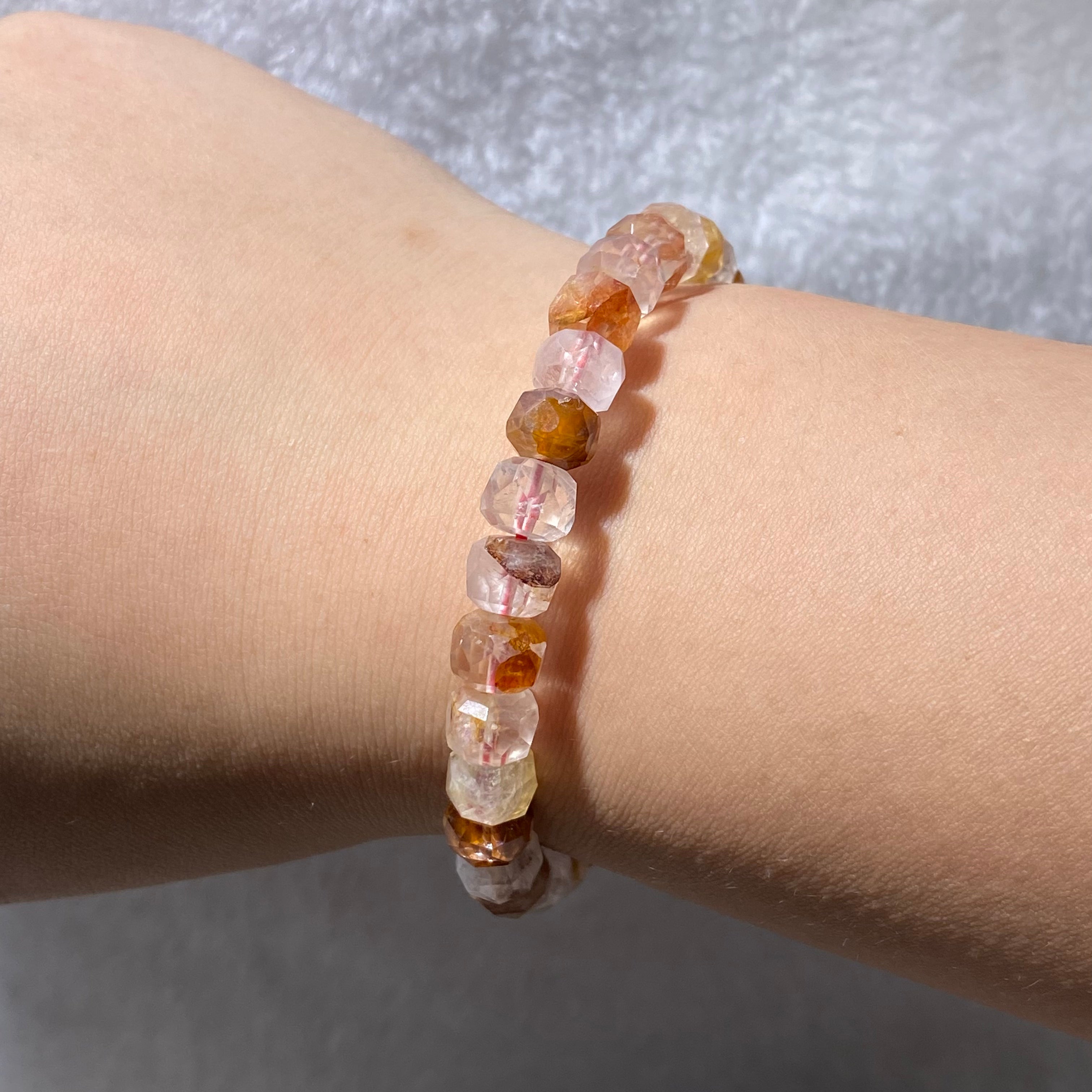 Natural Red Flower Quartz Freeform Bracelet 8mm