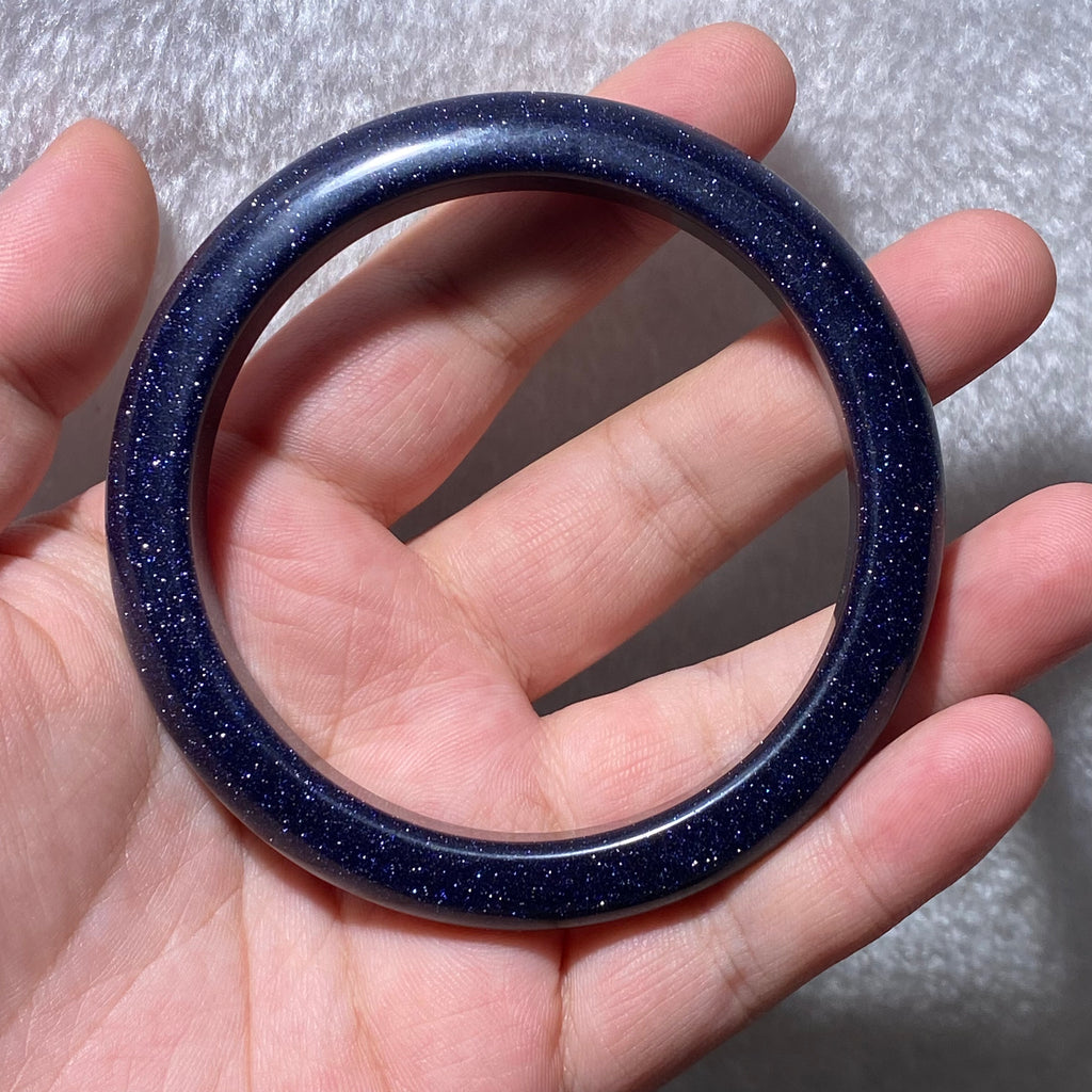 Natural Blue Sandstone Solid Round Bangle