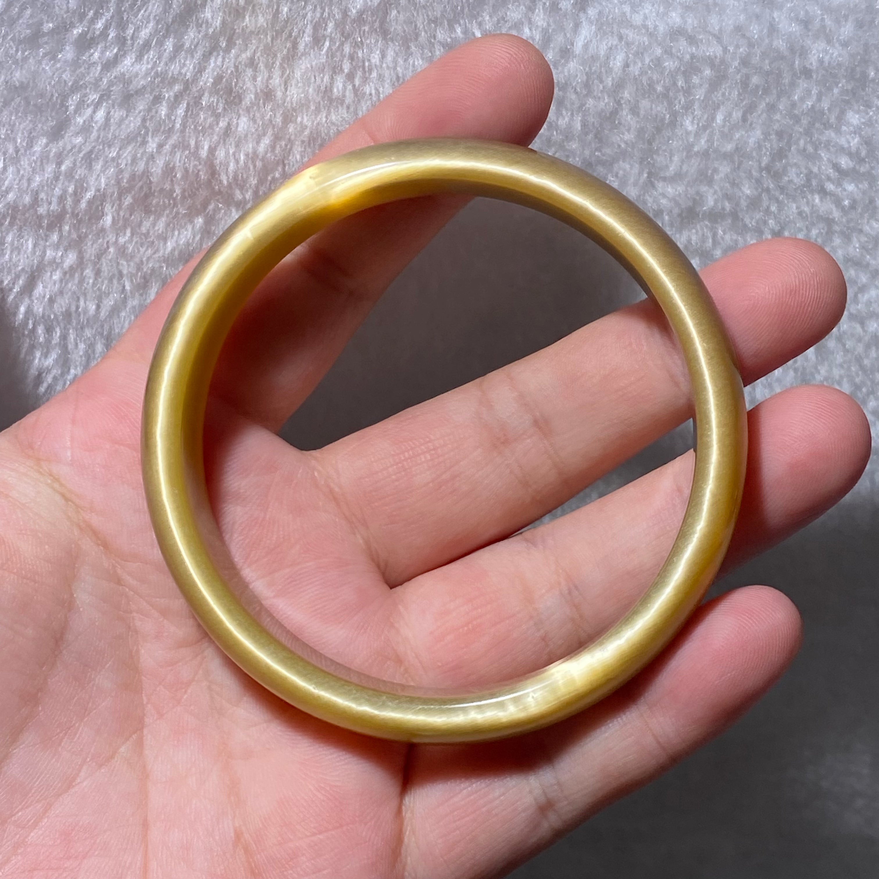 Natural Golden Yellow Cat's Eye Solid Round Bangle, Lucky Wealth Crystal Bracelet
