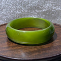 Olive Green Cat's Eye Wide Flat Bangle