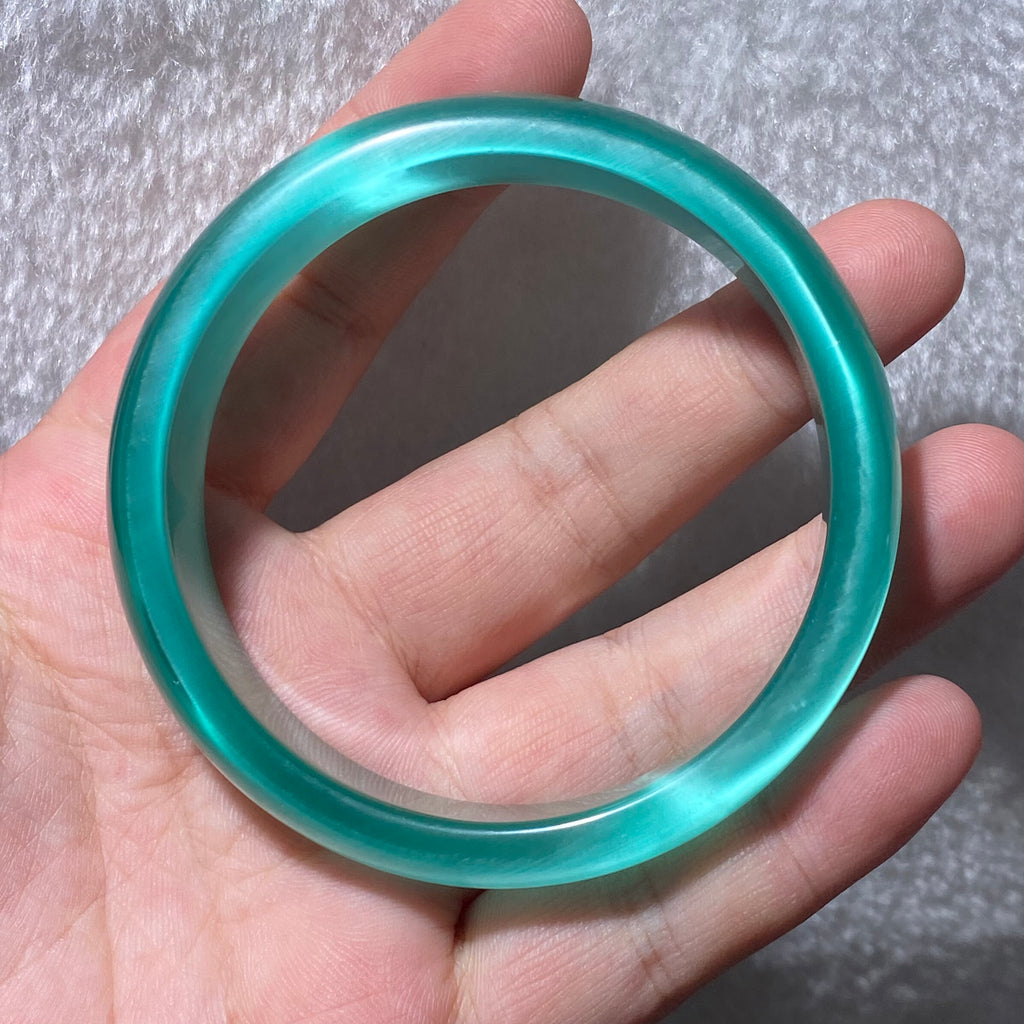 Turquoise Blue Cat's Eye Wide Flat Bangle