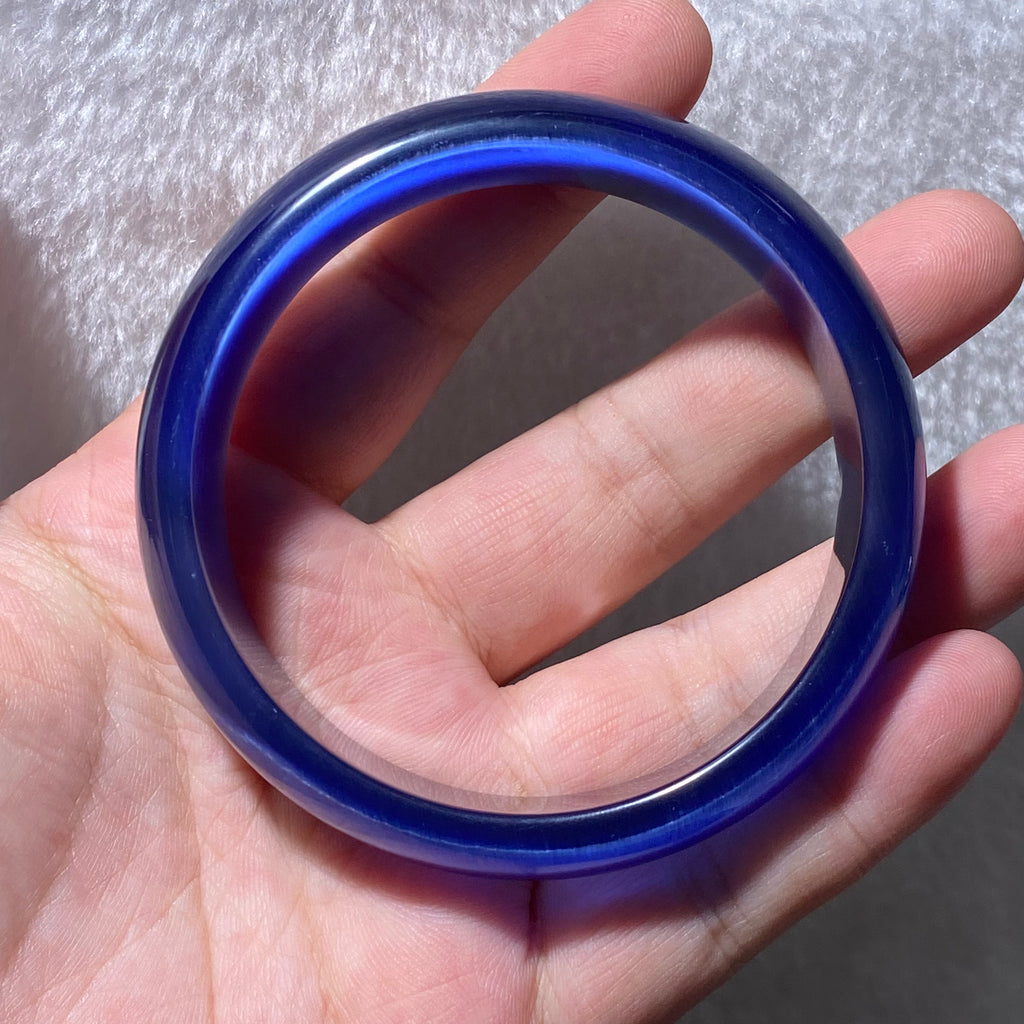 Deep Royal Blue Cat's Eye Wide Flat Bangle