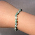 Natural Green Moss Agate Round Bead Bracelet
