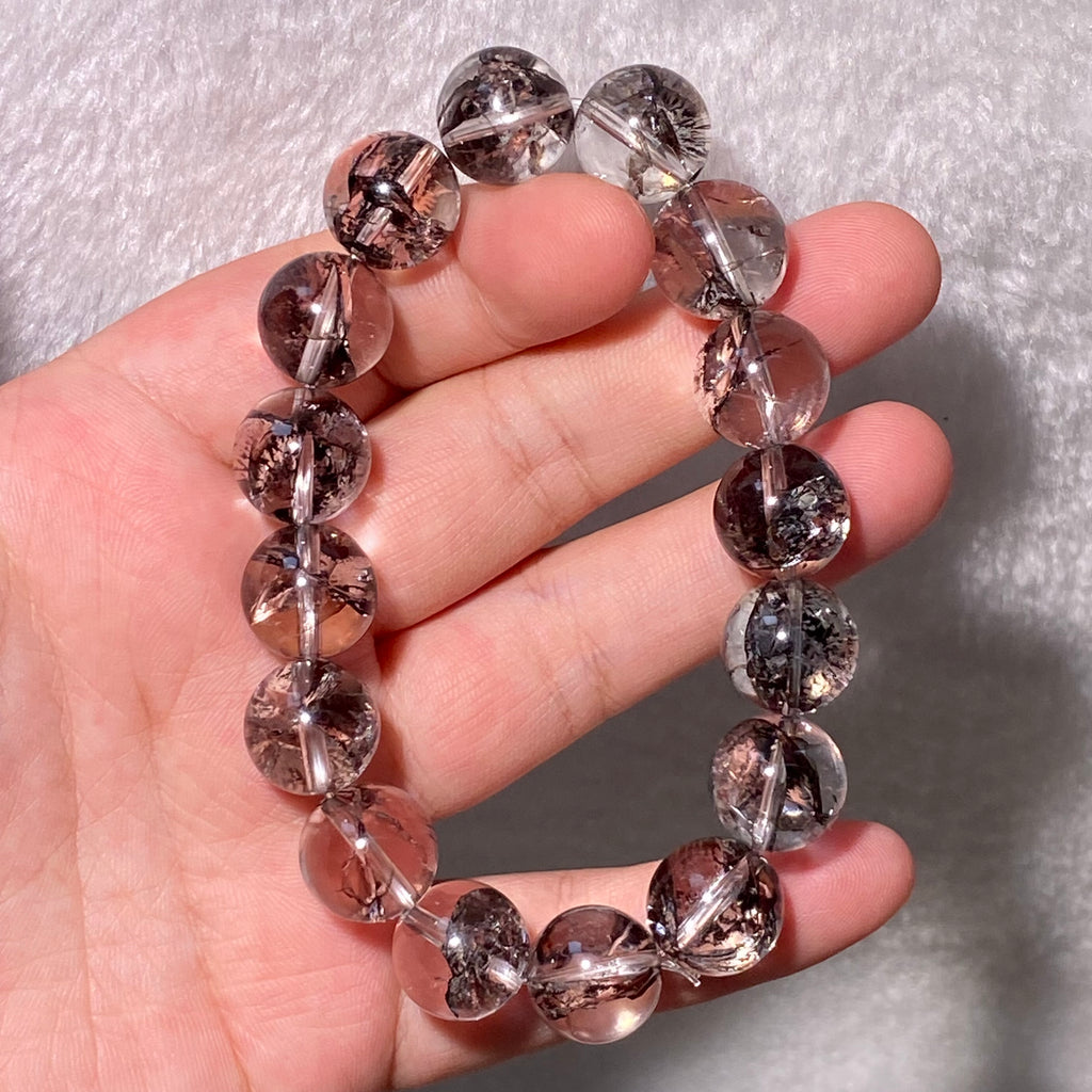 Flash Aura Coated Clear Quartz Round Bead Bracelet
