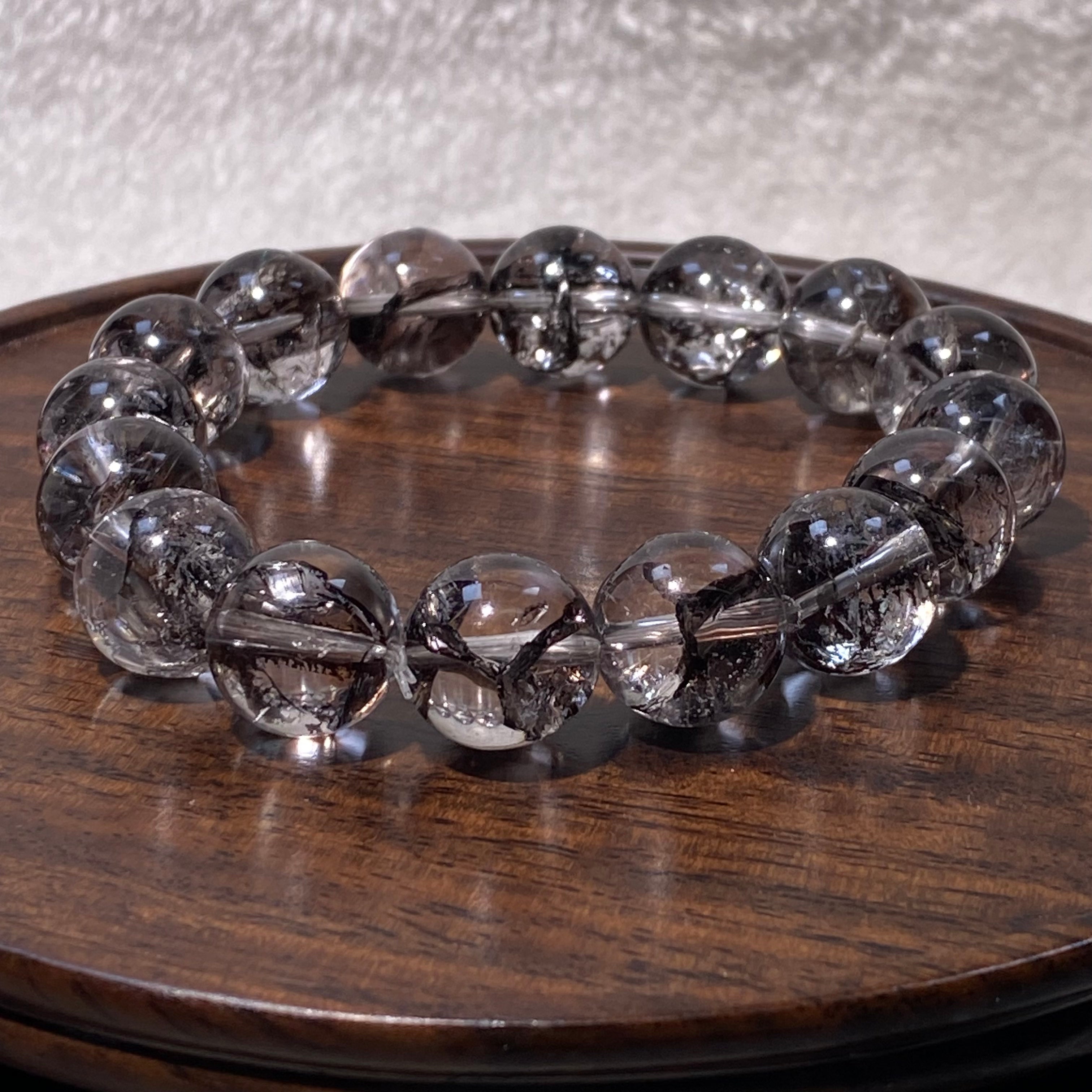 Flash Aura Coated Clear Quartz Round Bead Bracelet