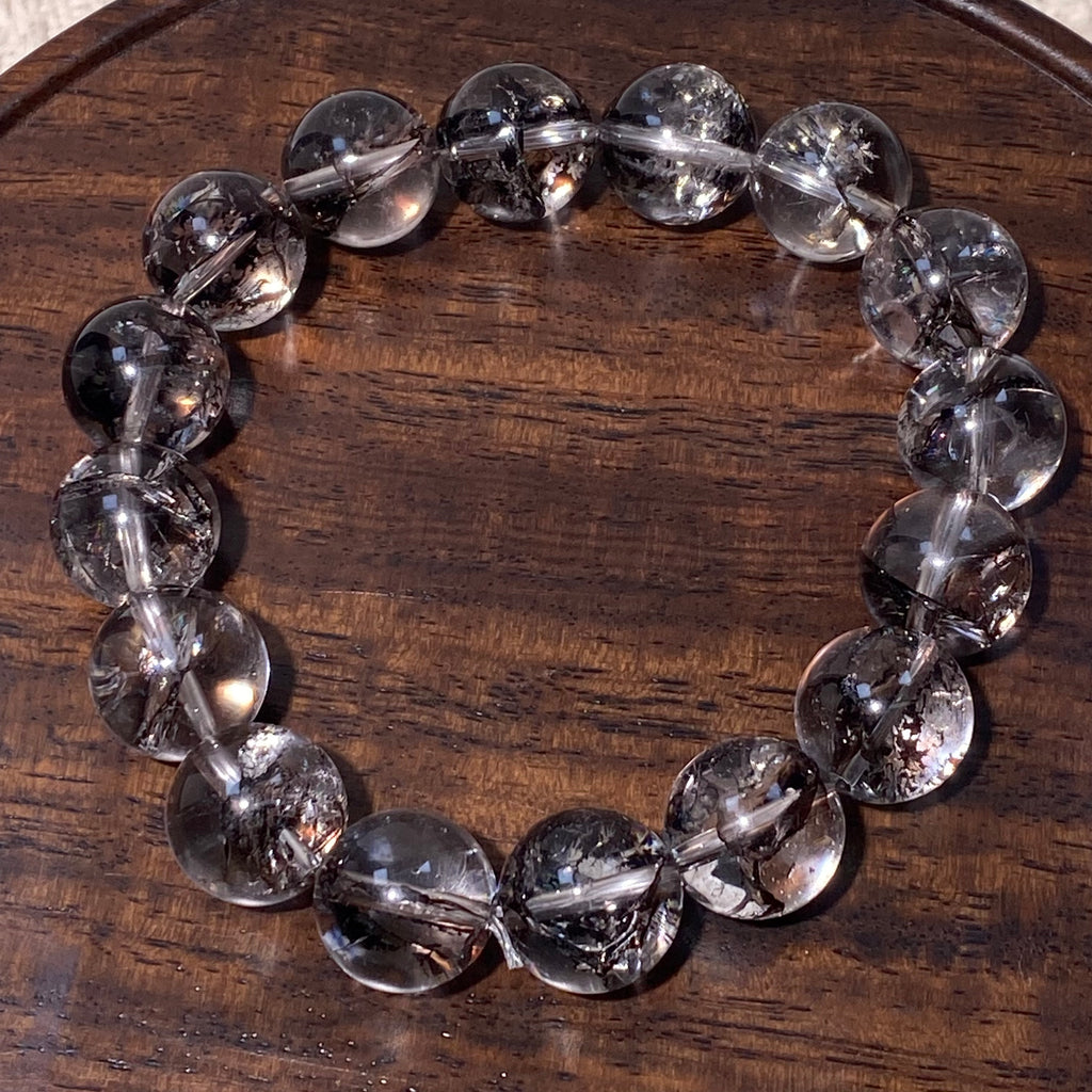 Flash Aura Coated Clear Quartz Round Bead Bracelet