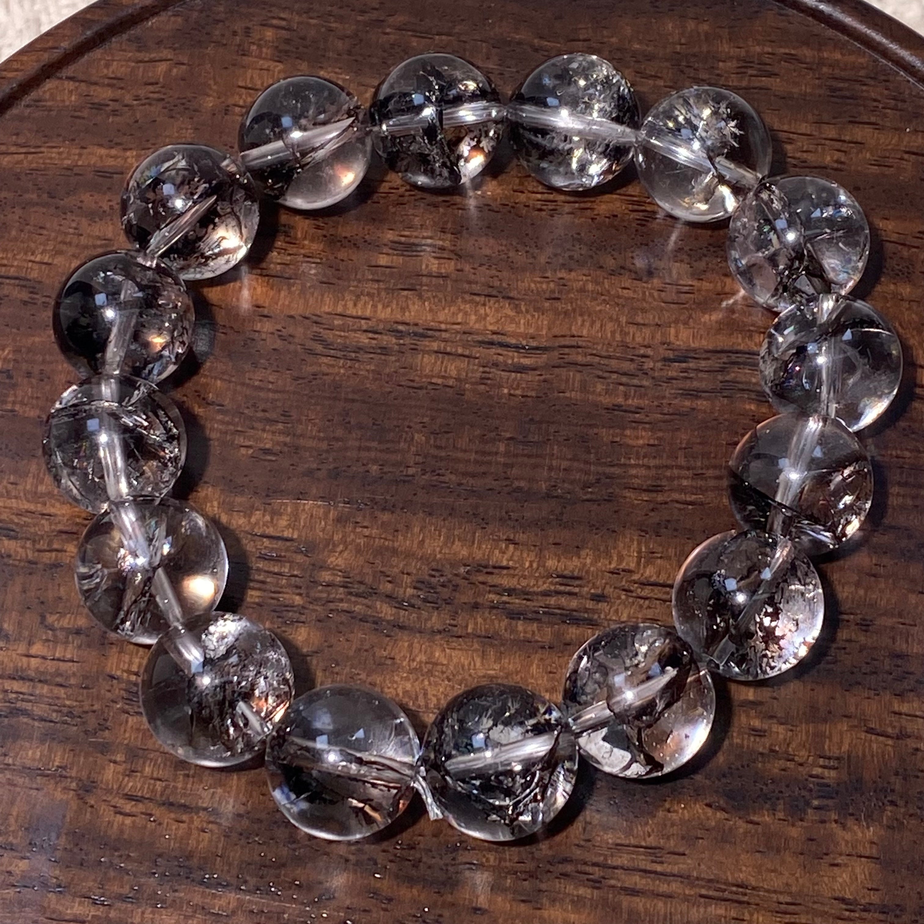 Flash Aura Coated Clear Quartz Round Bead Bracelet