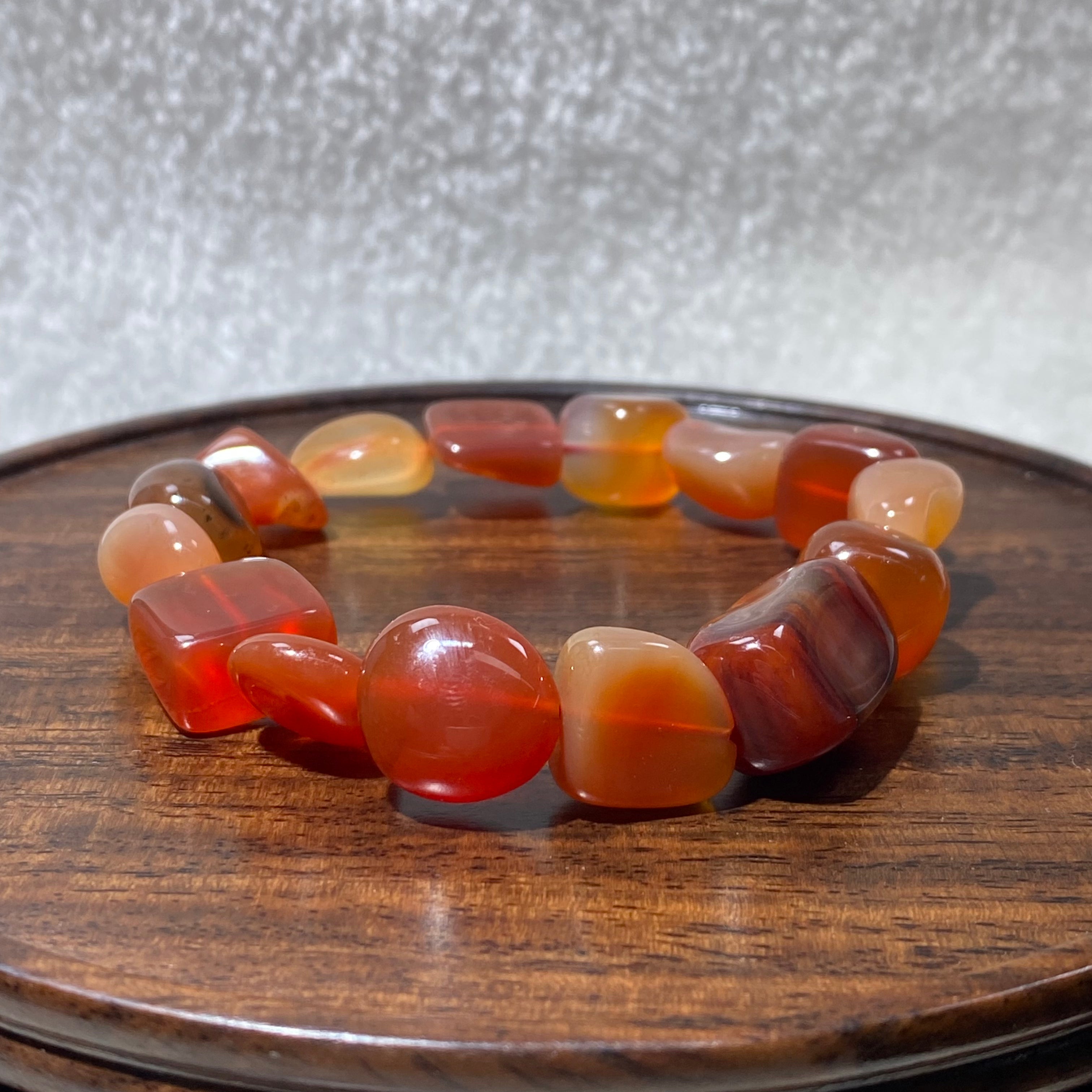 Red Agate Irregular Tumbled Freeform Bead Stretch Bracelet, Fits 16cm Wrist
