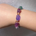 Natural Multicolor Rainbow Fluorite Carved Buddha Bead Stretch Bracelet, Fits 16cm Wrist