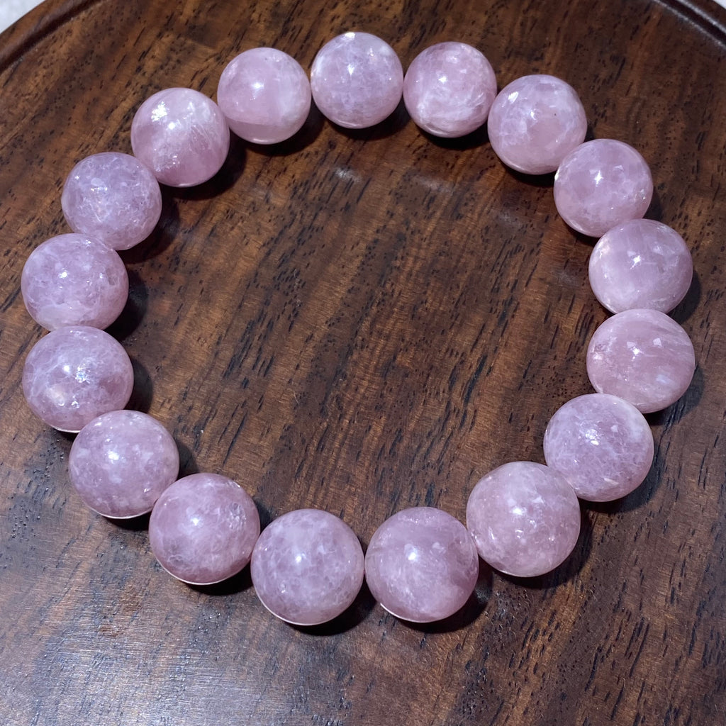 Purple Lepidolite Round Bead Stretch Bracelet, Fits 16cm Wrist