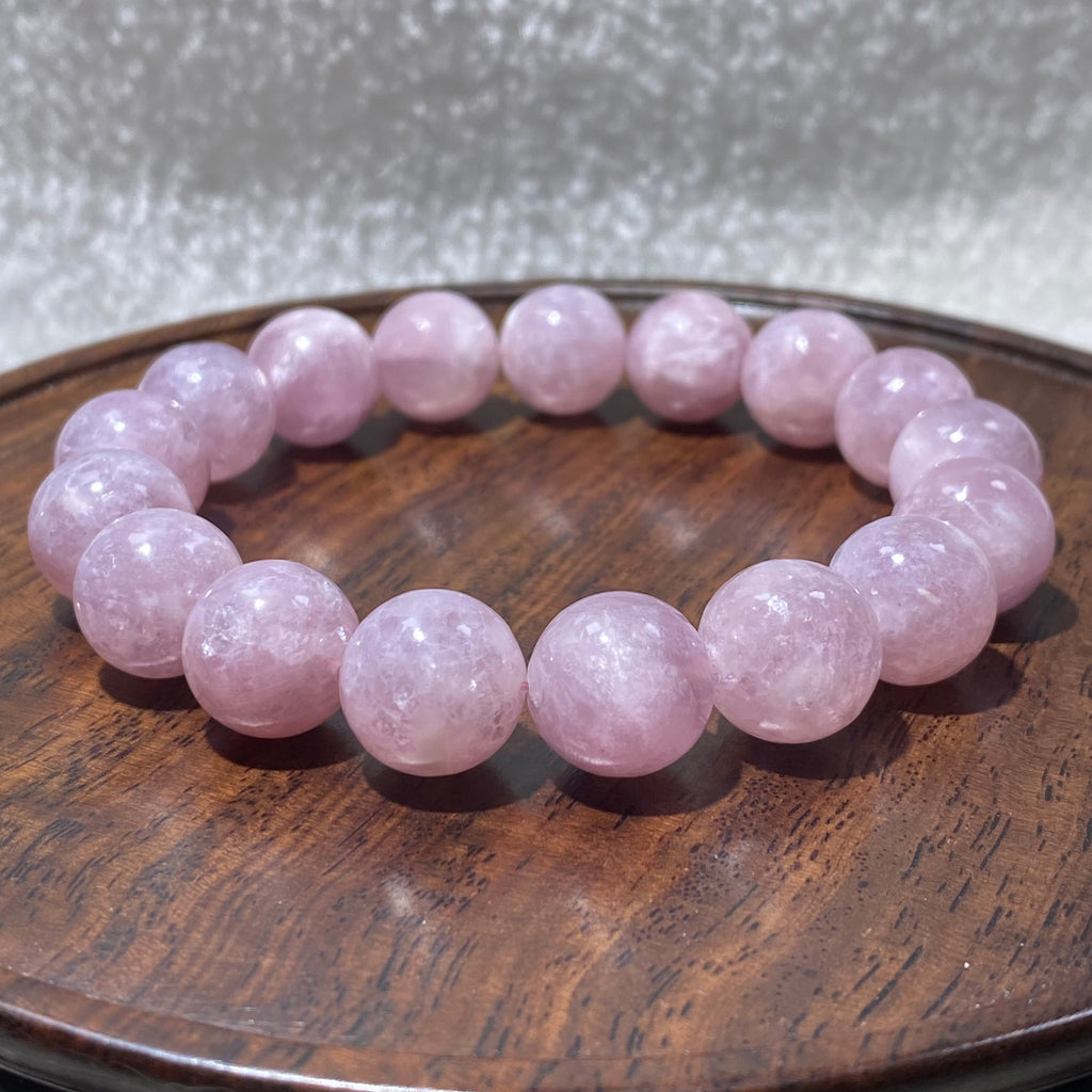 Purple Lepidolite Round Bead Stretch Bracelet, Fits 16cm Wrist