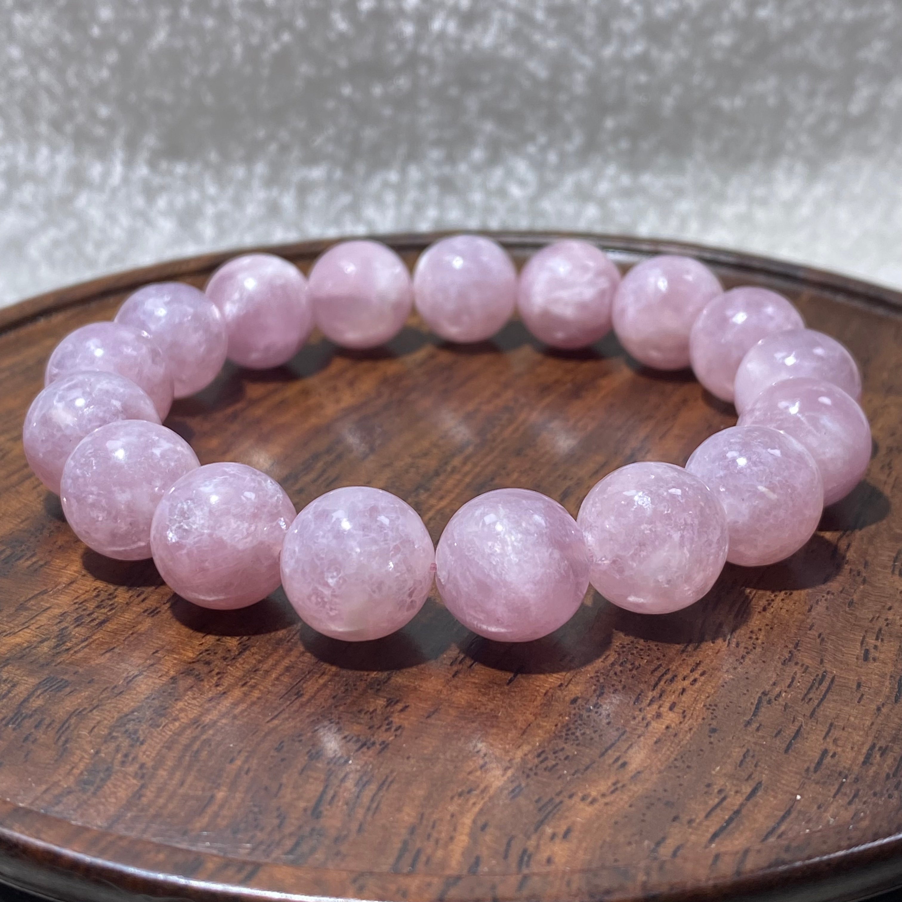 Purple Lepidolite Round Bead Stretch Bracelet, Fits 16cm Wrist