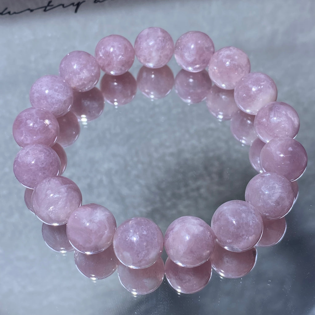 Purple Lepidolite Round Bead Stretch Bracelet, Fits 16cm Wrist