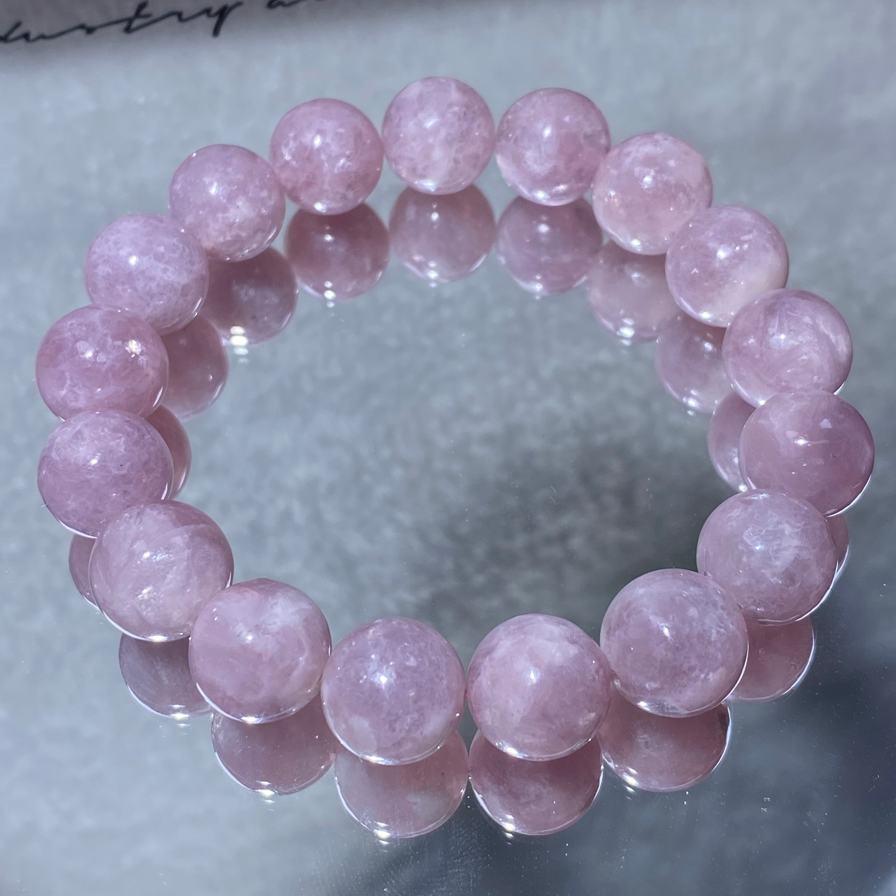 Purple Lepidolite Round Bead Stretch Bracelet, Fits 16cm Wrist